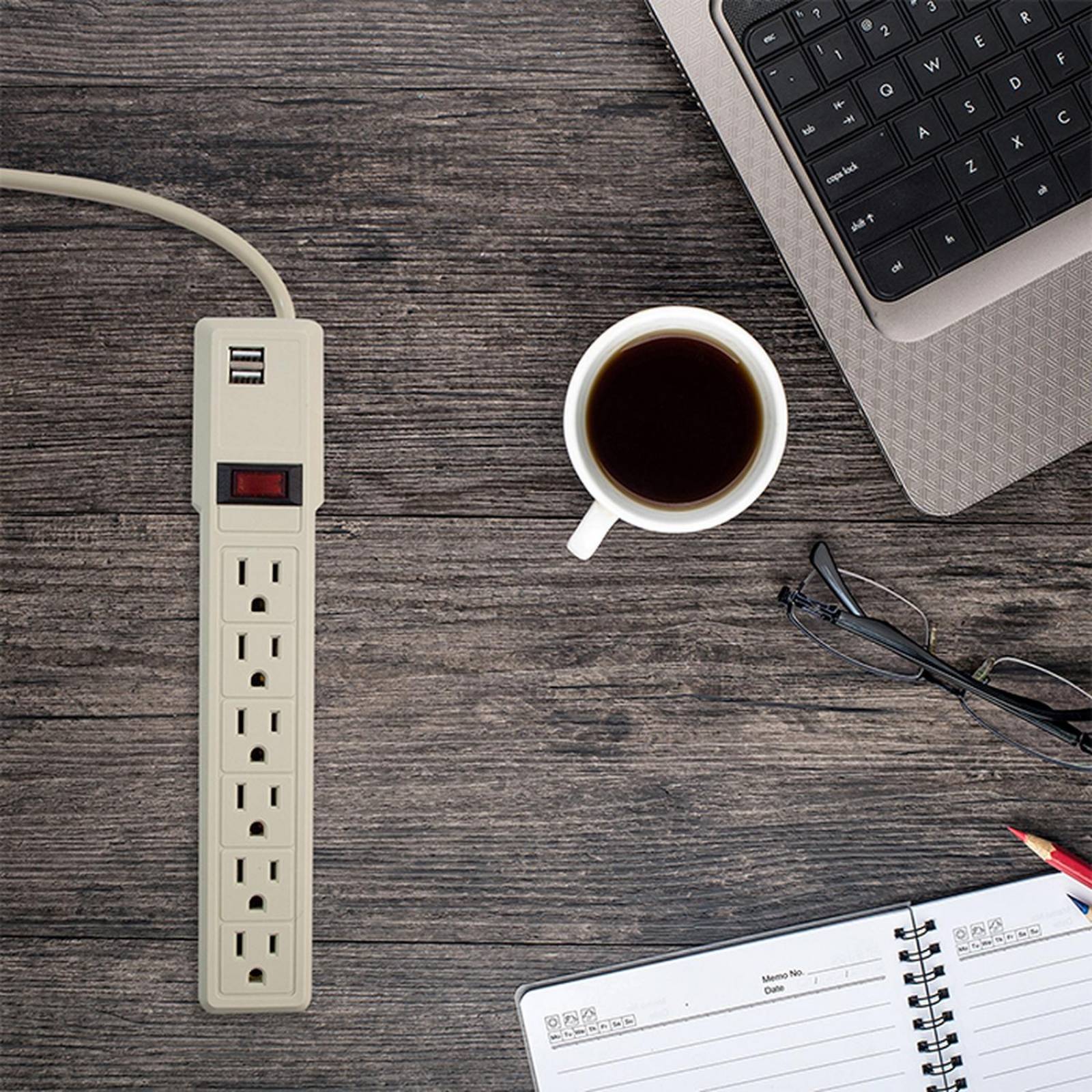 Supresor de Picos SMARTBITT 550 Joules 2 USB 6 Contactos SBSS-550J6USB 