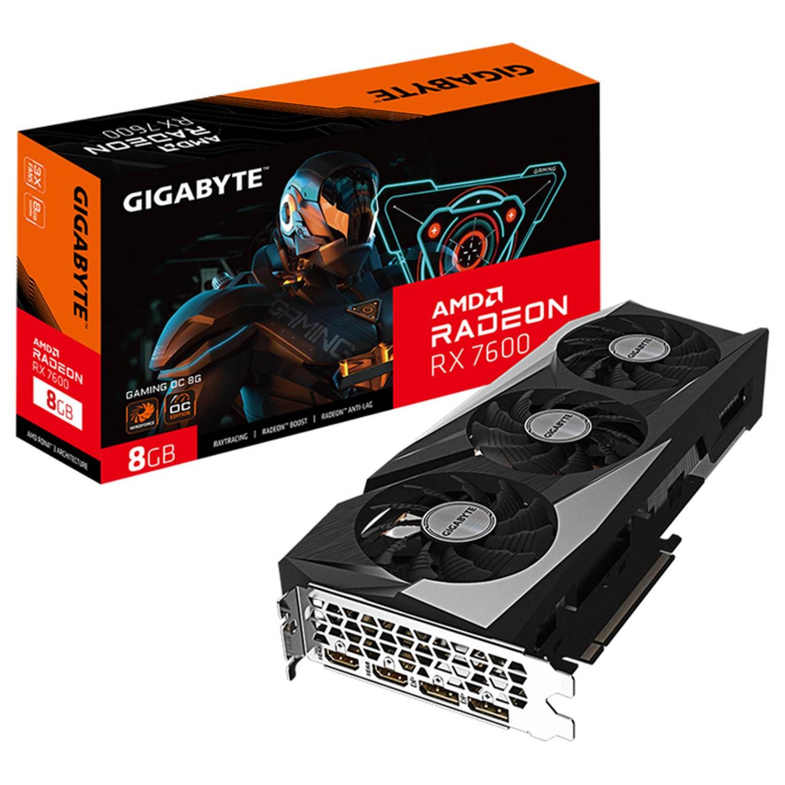 Tarjeta de Video GIGABYTE Radeon RX 7600 GAMING OC 8GB GDDR6 GV-R76GAMING OC-8GD