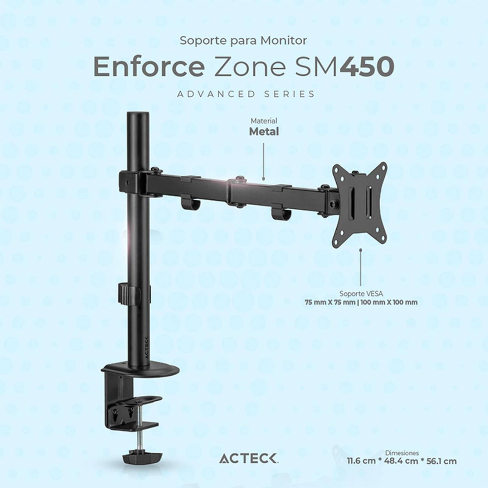 Soporte de escritorio ACTECK ENFORCE ZONE SM450 Para Monitor Ajustable Negro AC-934596 