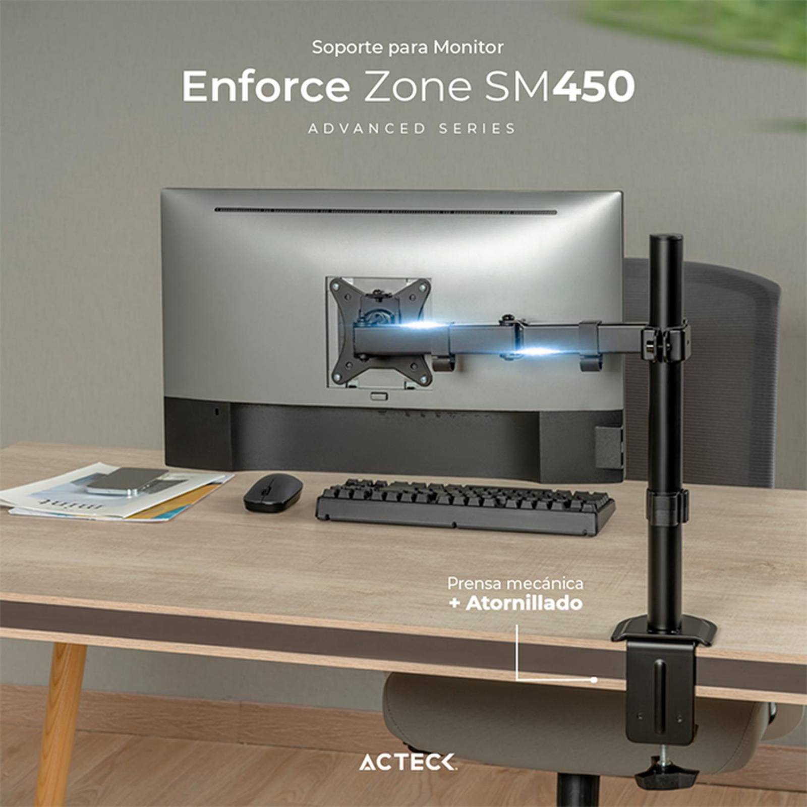 Soporte de escritorio ACTECK ENFORCE ZONE SM450 Para Monitor Ajustable Negro AC-934596 