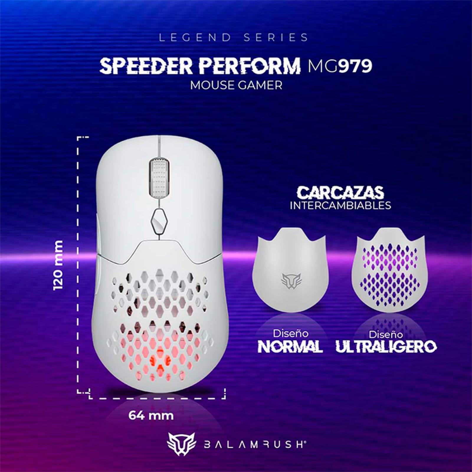 Mouse Gamer BALAM RUSH SPEEDER PERFORM MG979 10000dpi Inalambrico Blanco BR-936859 