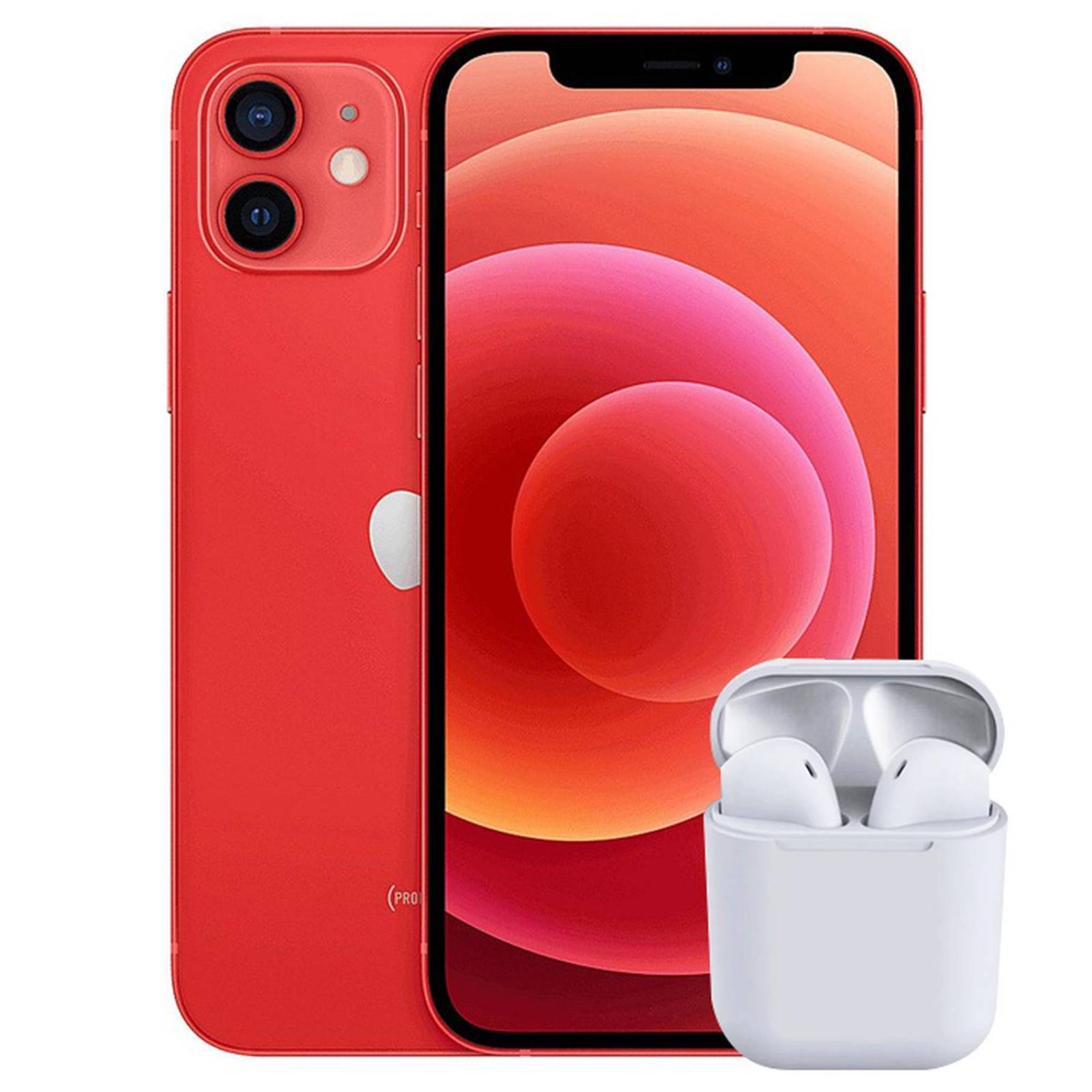 Celular APPLE iPhone 12 128GB OLED Retina 6.1 iOS 14 Rojo + Audifonos Reacondicionado 