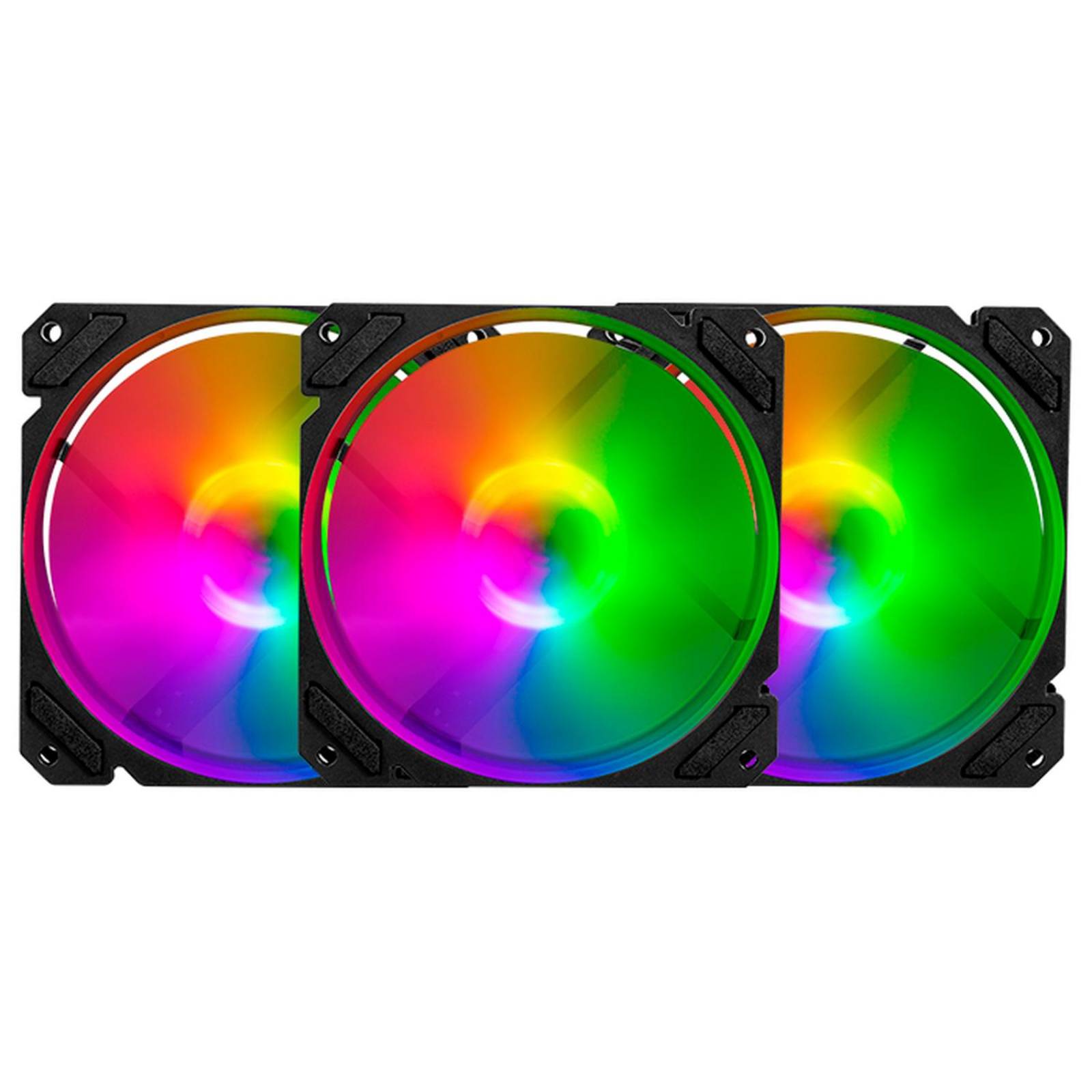 Kit 3 Ventiladores Gamer BALAM RUSH EOLOX BLAZE EX70K 120mm RGB 1200RPM Negro BR-937962 