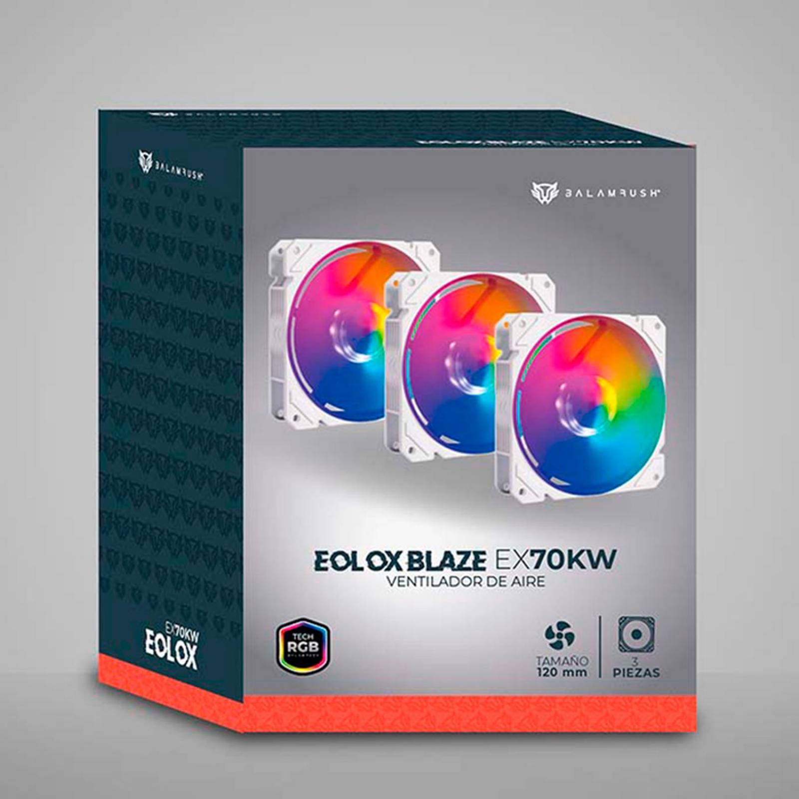 Kit 3 Ventiladores Gamer BALAM RUSH EOLOX BLAZE EX70KW 120mm RGB 1200RPM Blanco BR-937979 