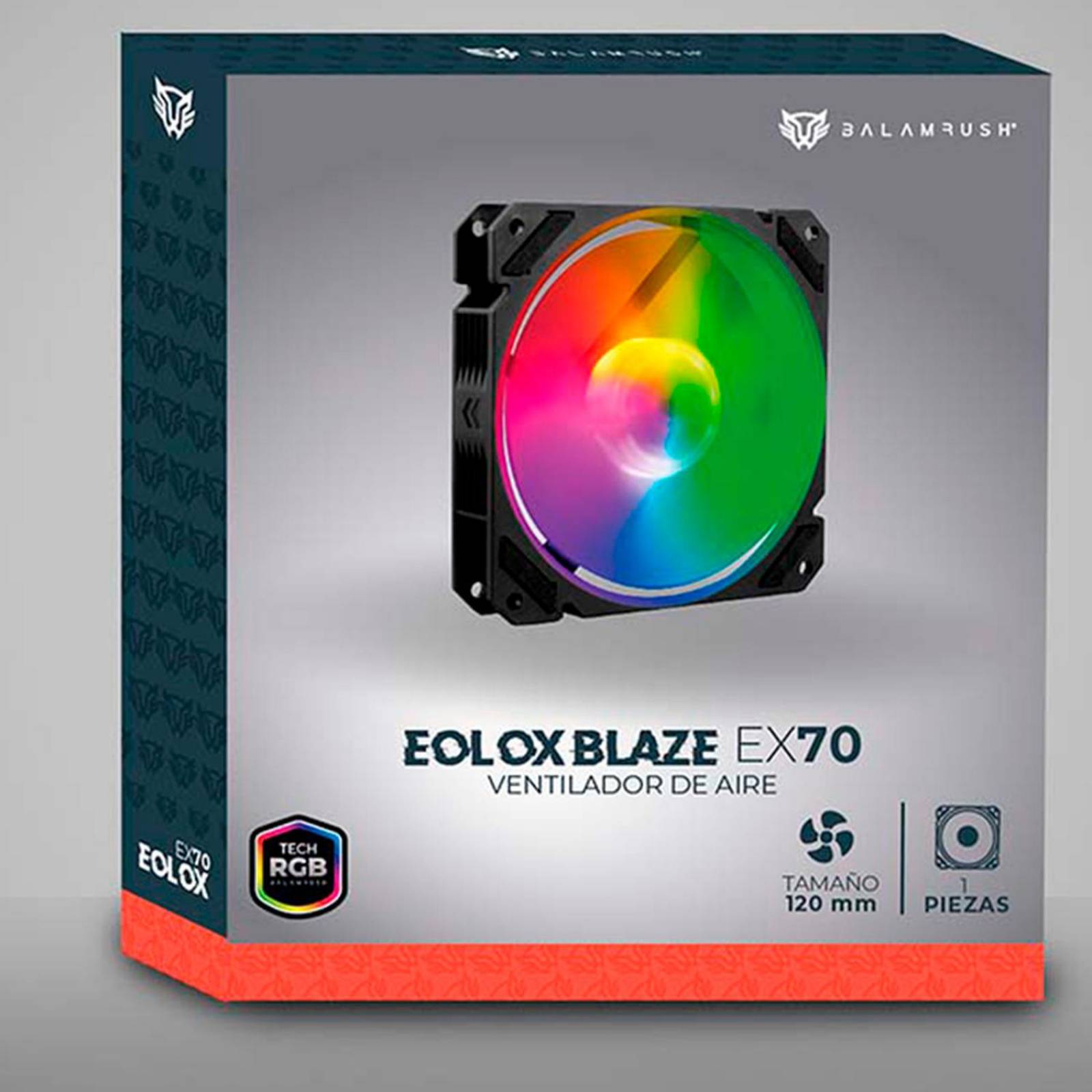 Ventilador Gamer BALAM RUSH EOLOX BLAZE EX70 120mm RGB 1200RPM Negro BR-938044 