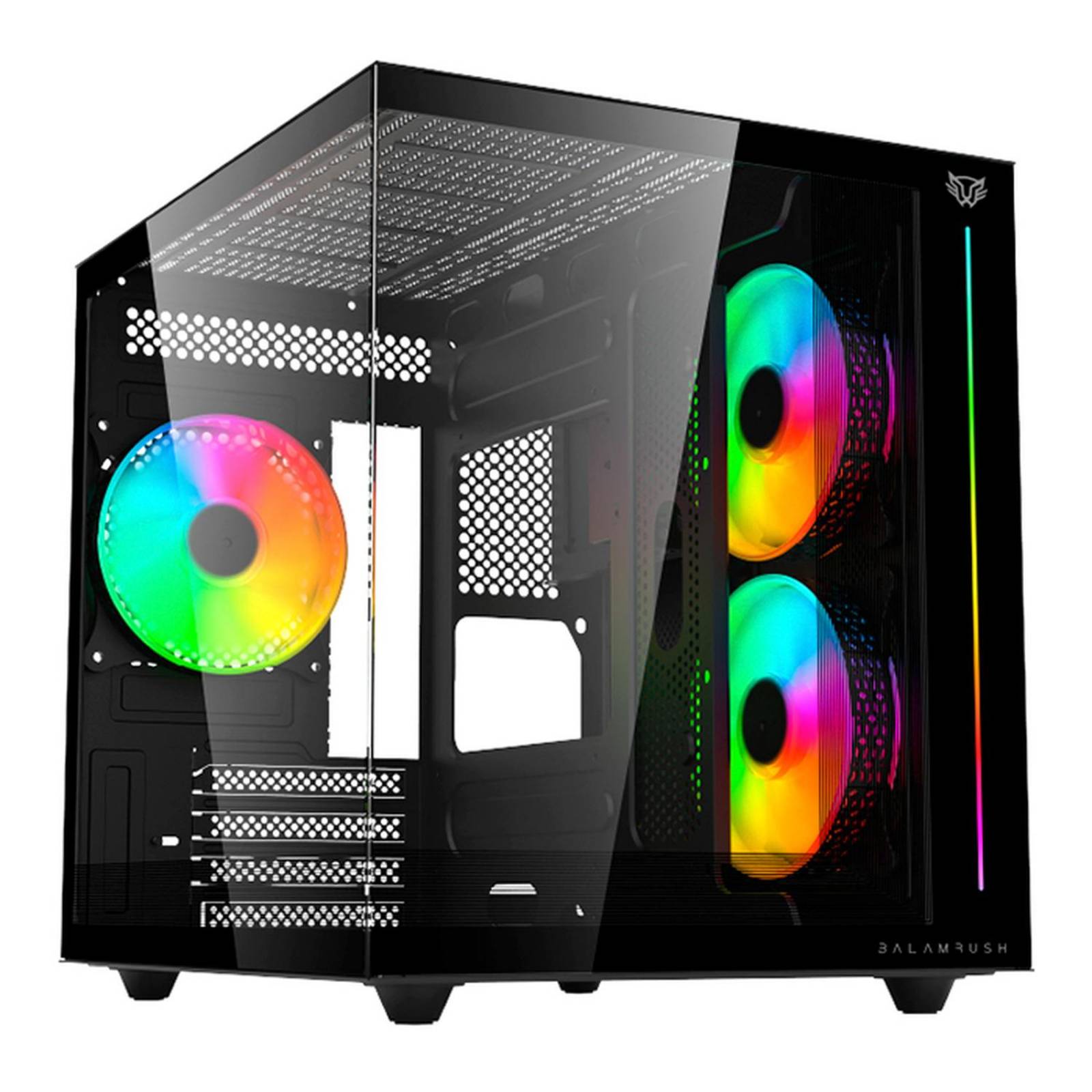 Gabinete Gamer BALAM RUSH TANK PRO EVO GM955 M-ATX Mini Torre 3 Fan RGB USB-C Negro BR-937320 