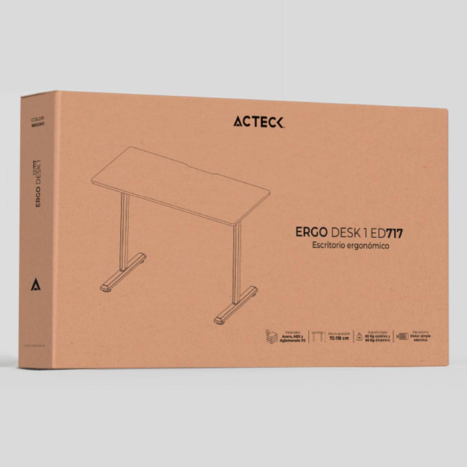 Escritorio Electrico ACTECK ERGO DESK 1 ED717 Altura ajustable Negro 60kg AC-937290 