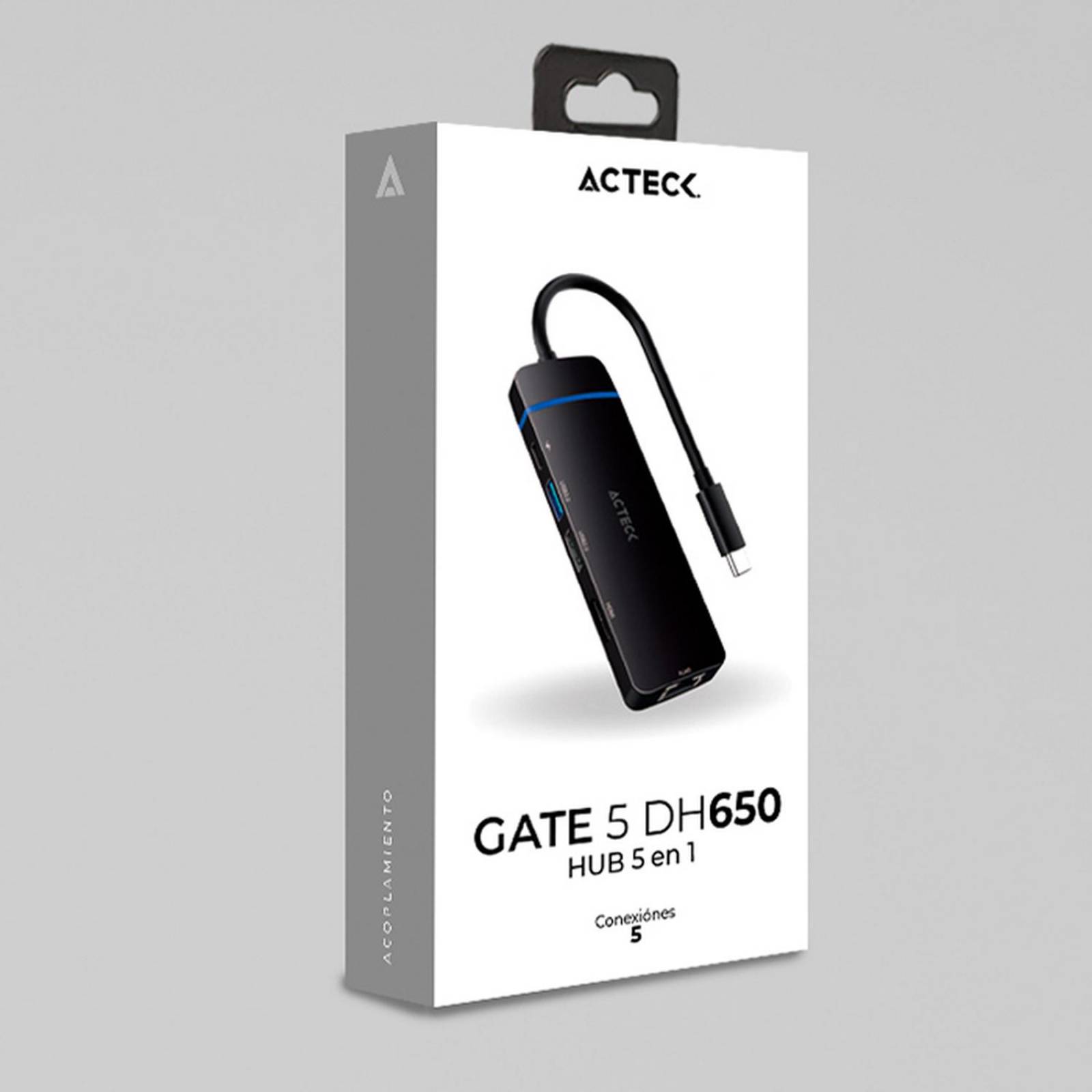 HUB ACTECK GATE 5 DH650 Multipuerto 5 en 1 USB-C USB Ethernet HDMI 4k Negro AC-936774 