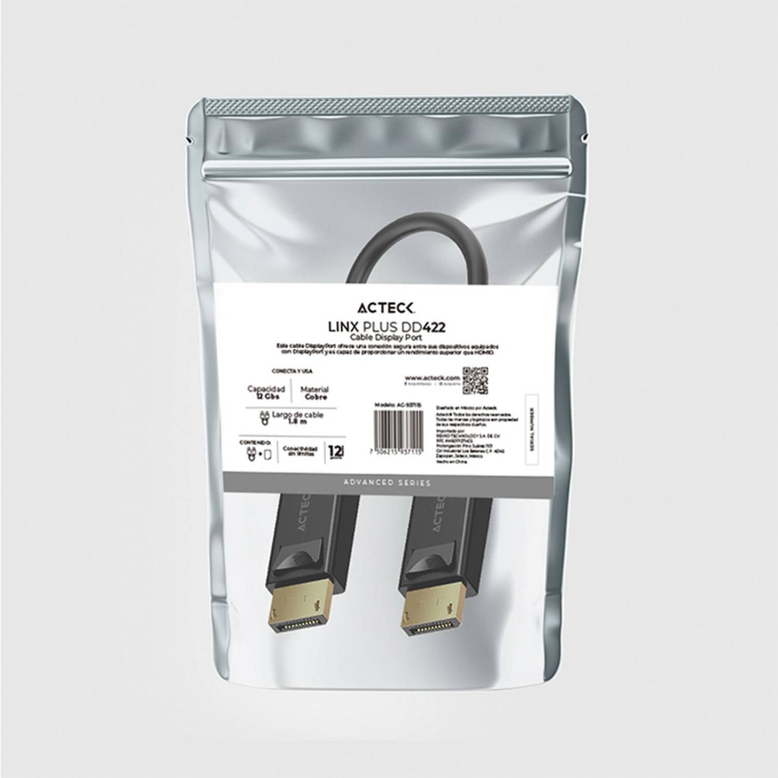 Cable ACTECK LINX PLUS DD422 DisplayPort a DisplayPort 1.8 metros Negro AC-937115 