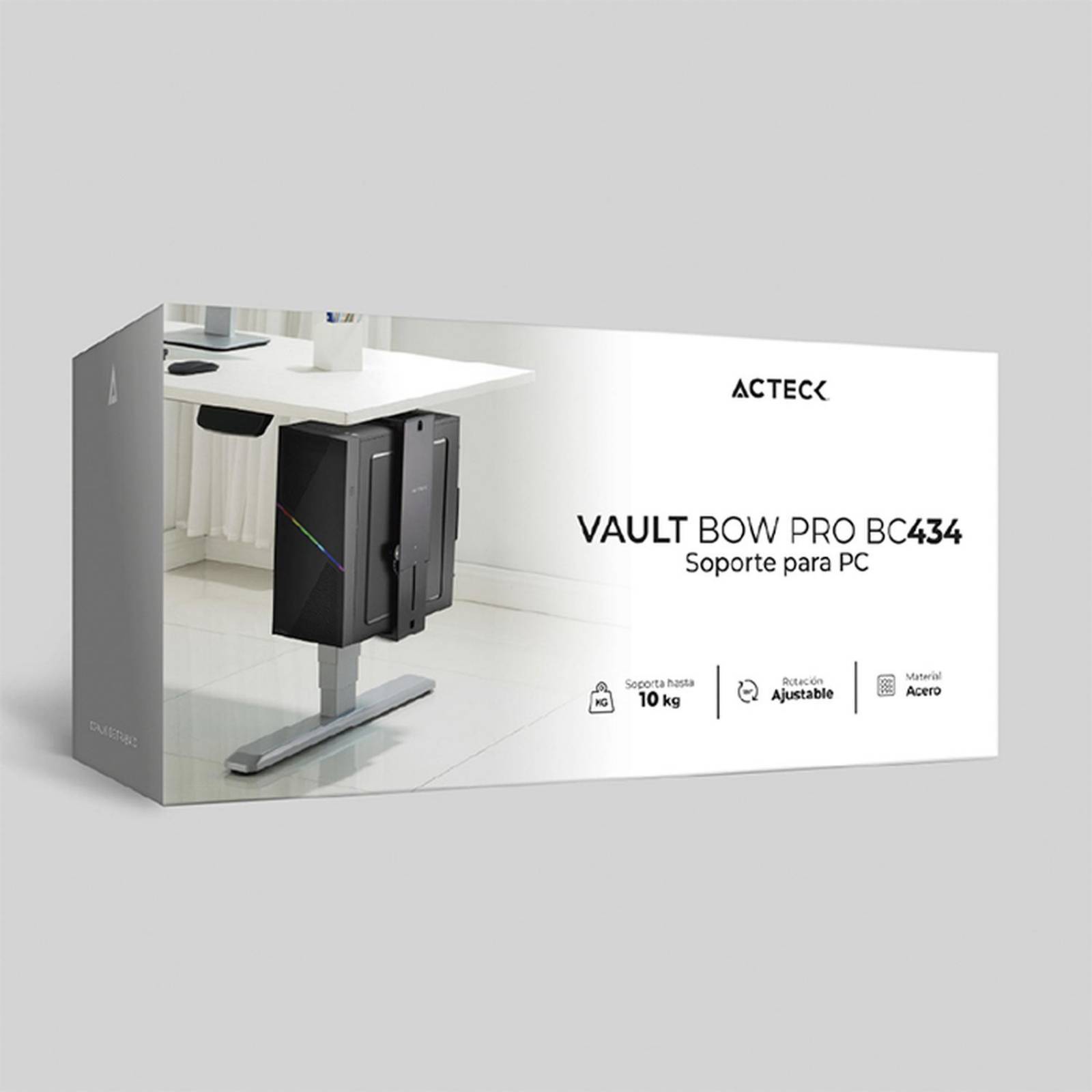 Soporte CPU montable ACTECK VAULT BOW PRO BC434 Rotacion Ajustable Soporta 10Kg Negro AC-936613