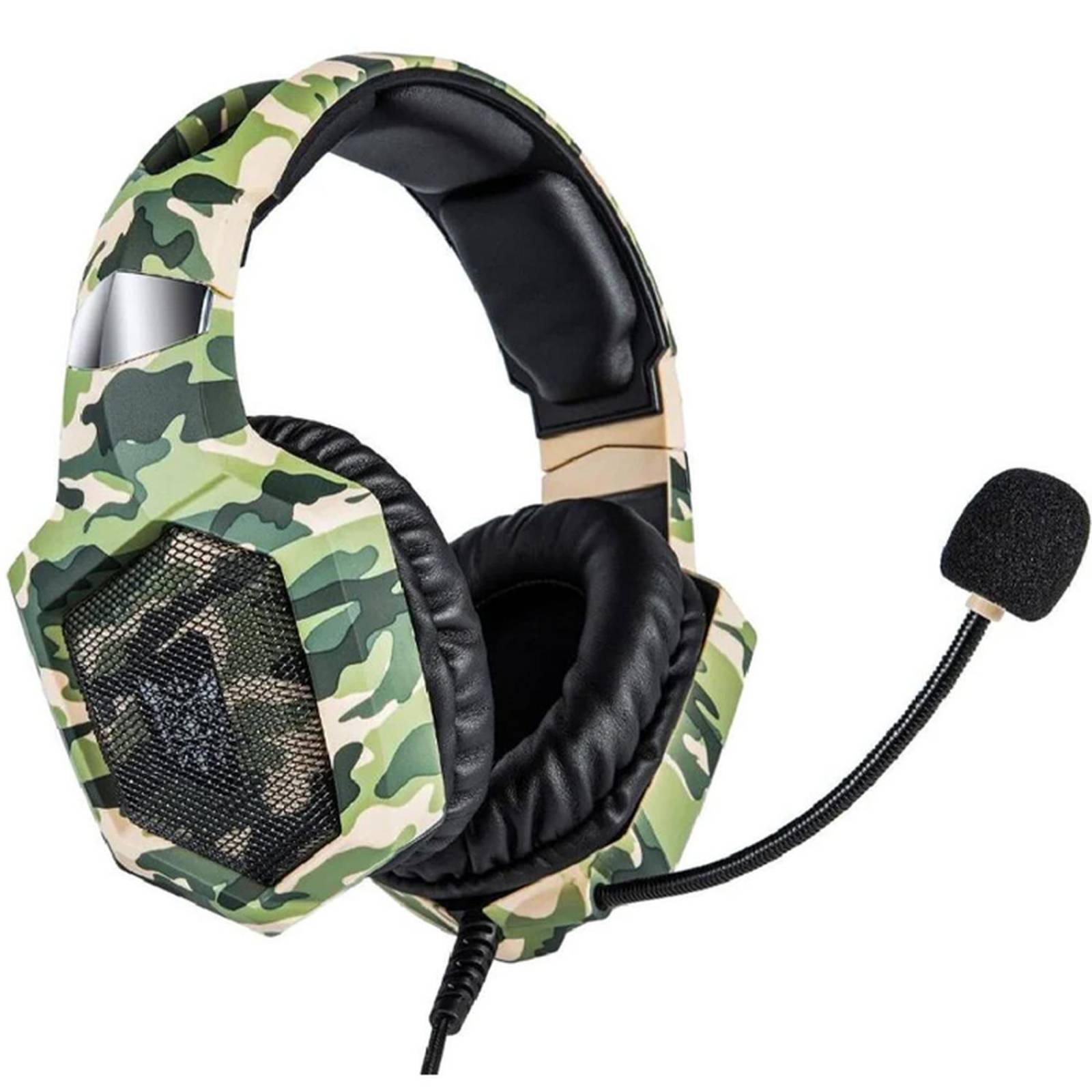 Audifonos Gamer ONIKUMA K8 Ajustable Microfono 3.5mm LED PC PS4 Xbox One Switch Camuflaje Verde 