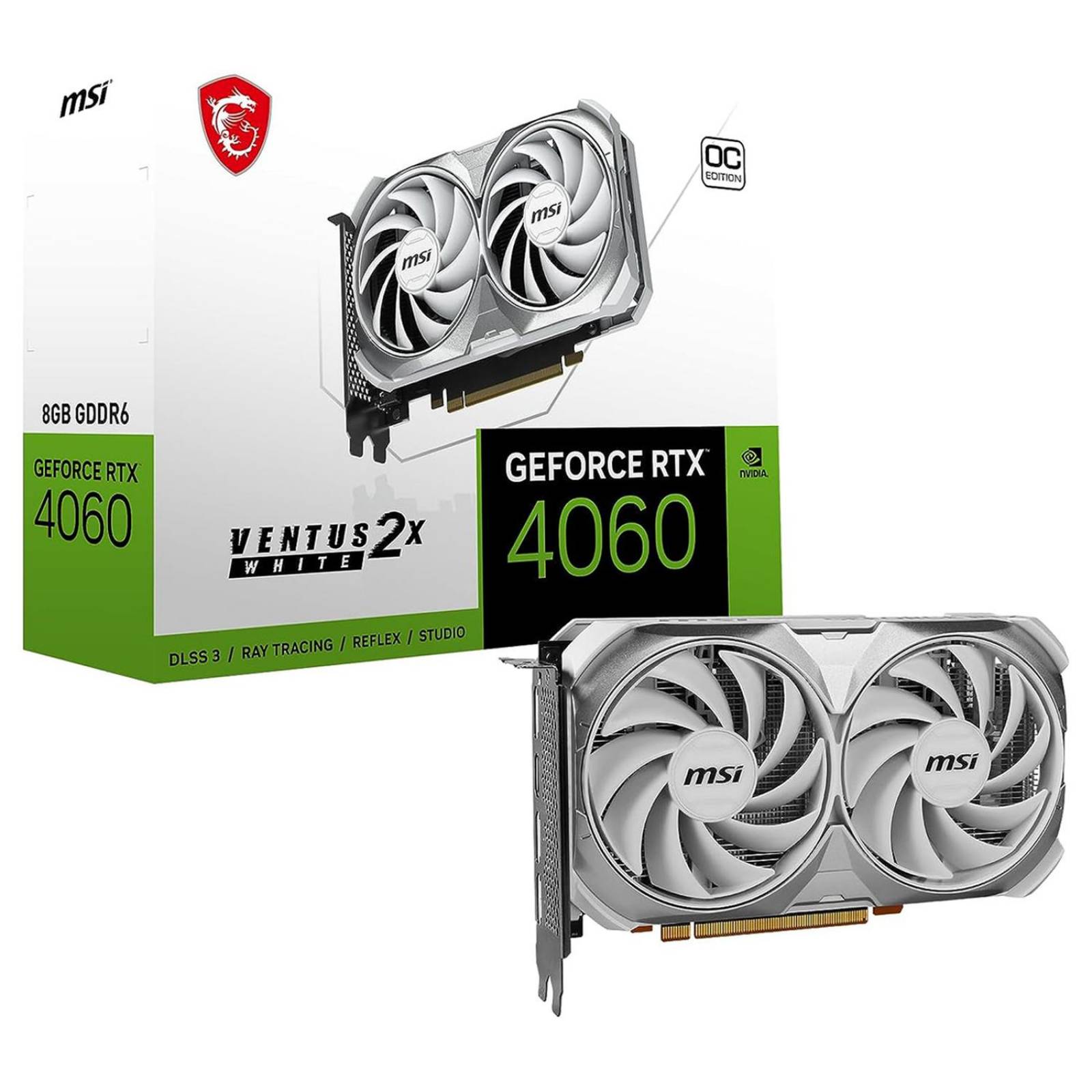 Tarjeta de Video MSI GeForce RTX 4060 VENTUS 2X WHITE OC 8GB GDDR6