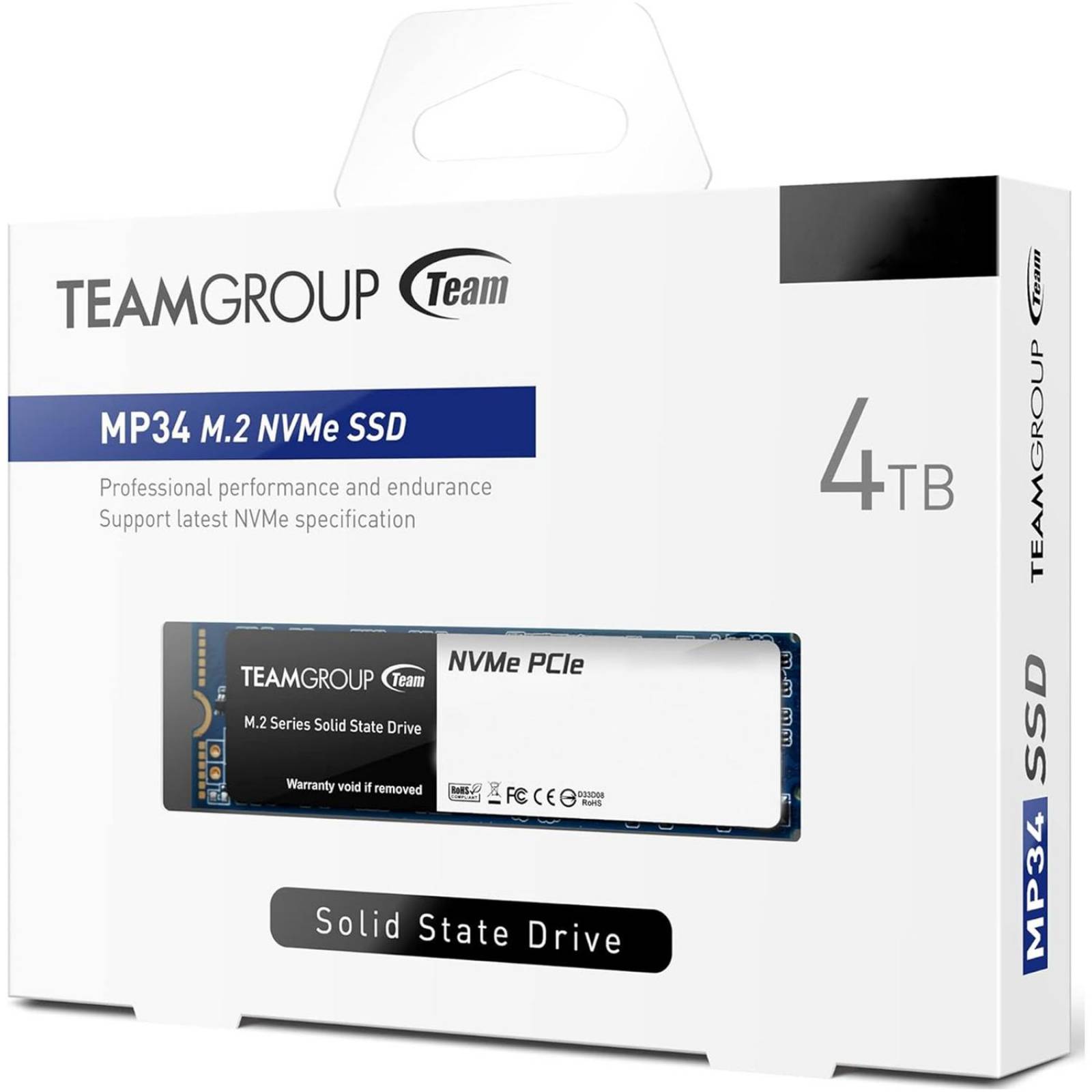 Unidad de Estado Solido SSD M.2 4TB TEAMGROUP MP34 NVMe PCIe 3.0 3500/2900 MB/s TM8FP4004T0C101 