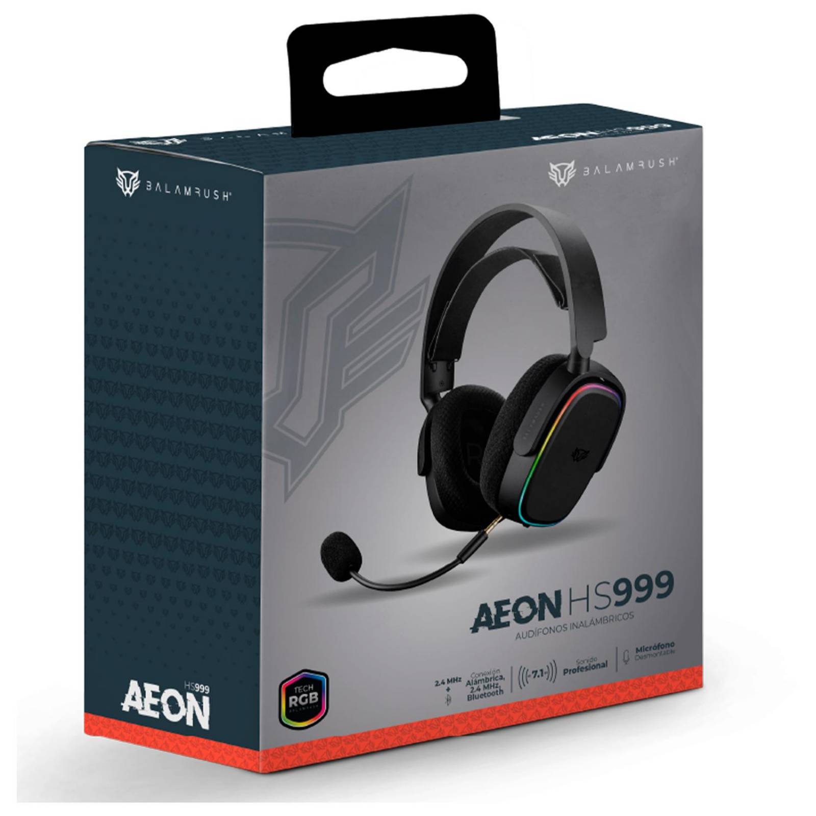 Audifonos Diadema Gamer BALAM RUSH AEON HS999 Inalambrico Microfono flexible USB RGB BR-936934 