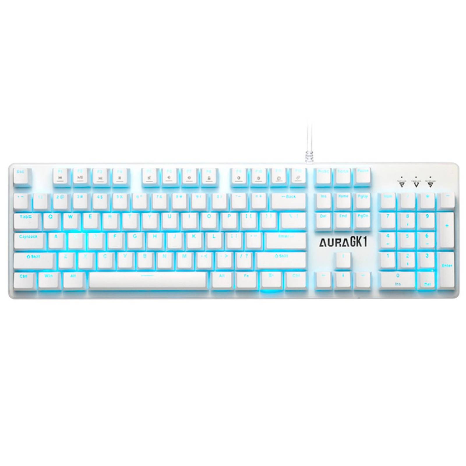Teclado Gamer Mecanico GAMDIAS AURA GK1 Switch Red USB Iluminacion LED Blanco 