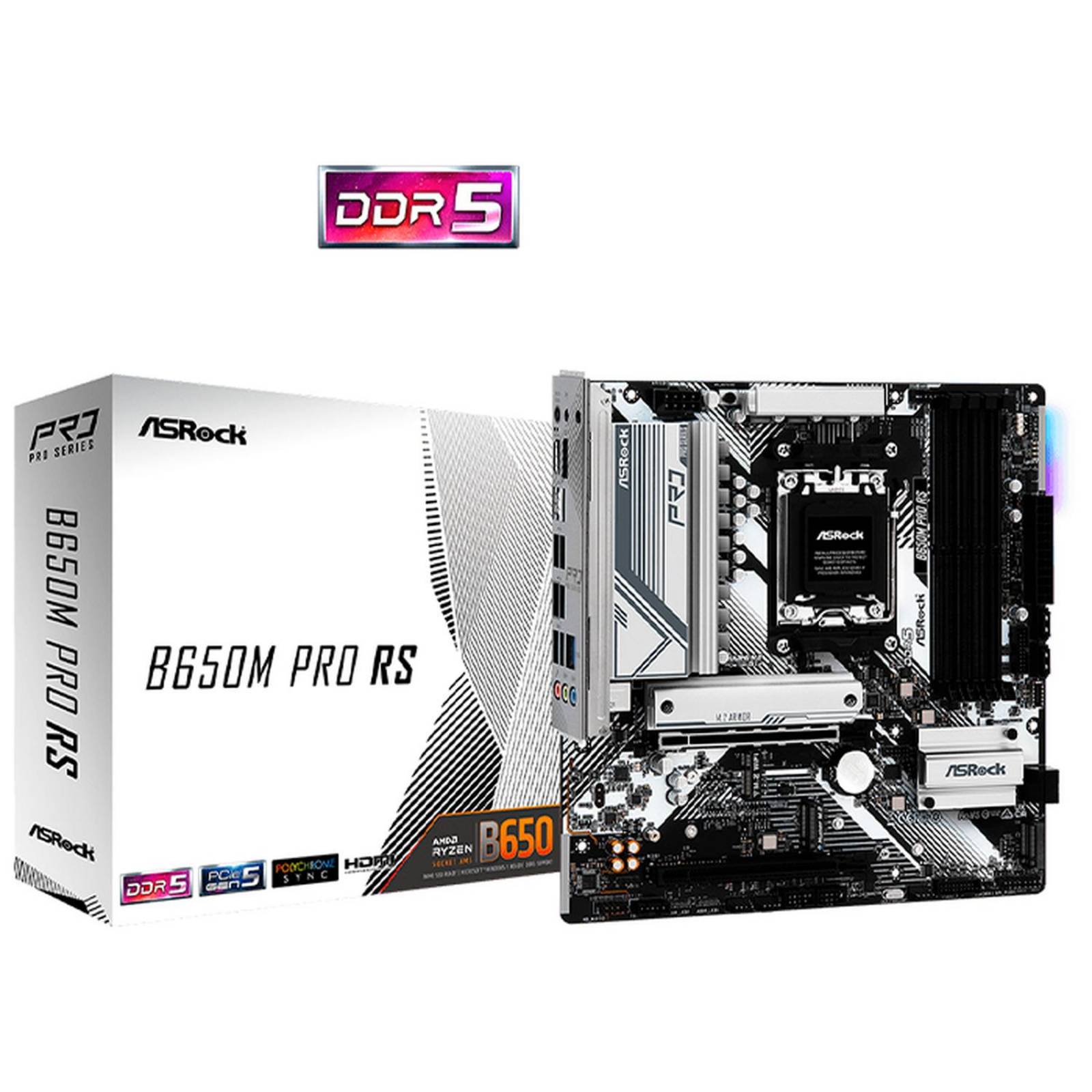 Tarjeta Madre ASROCK B650M PRO RS AM5 4x DDR5 2x M.2 PCIe 4.0 USB-C Micro ATX