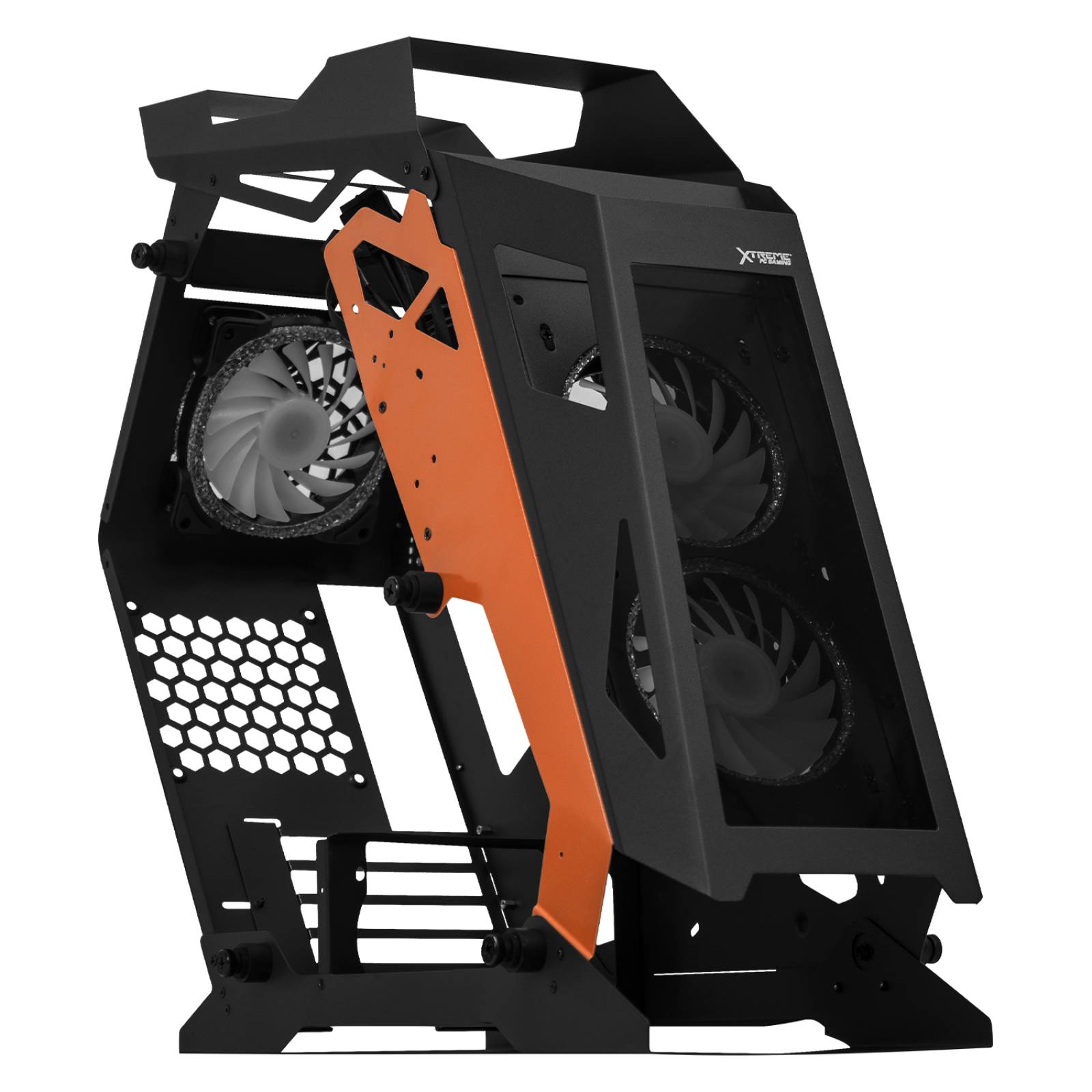 Gabinete Gamer XTREME PC GAMING XZGAIRBO Micro ATX 3 FAN ARGB Cristal Templado Negro/Naranja 