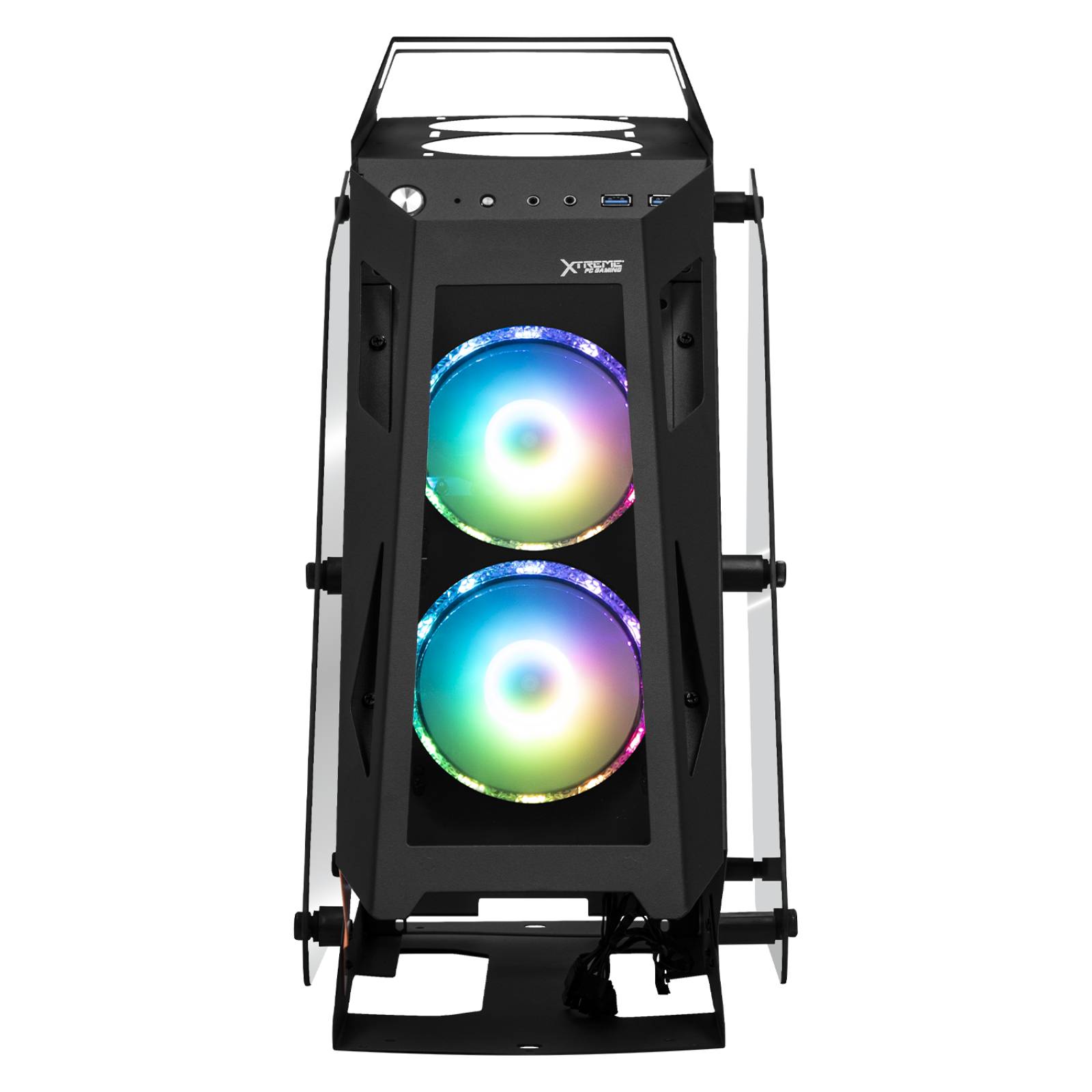 Gabinete Gamer XTREME PC GAMING XZGAIRBO Micro ATX 3 FAN ARGB Cristal Templado Negro/Naranja 