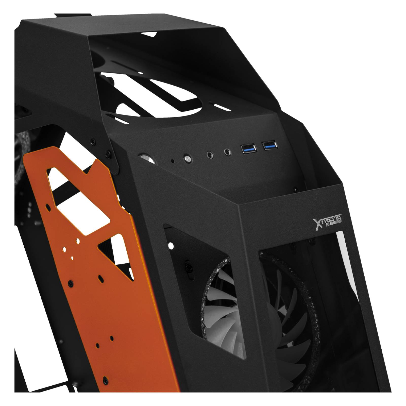 Gabinete Gamer XTREME PC GAMING XZGAIRBO Micro ATX 3 FAN ARGB Cristal Templado Negro/Naranja 