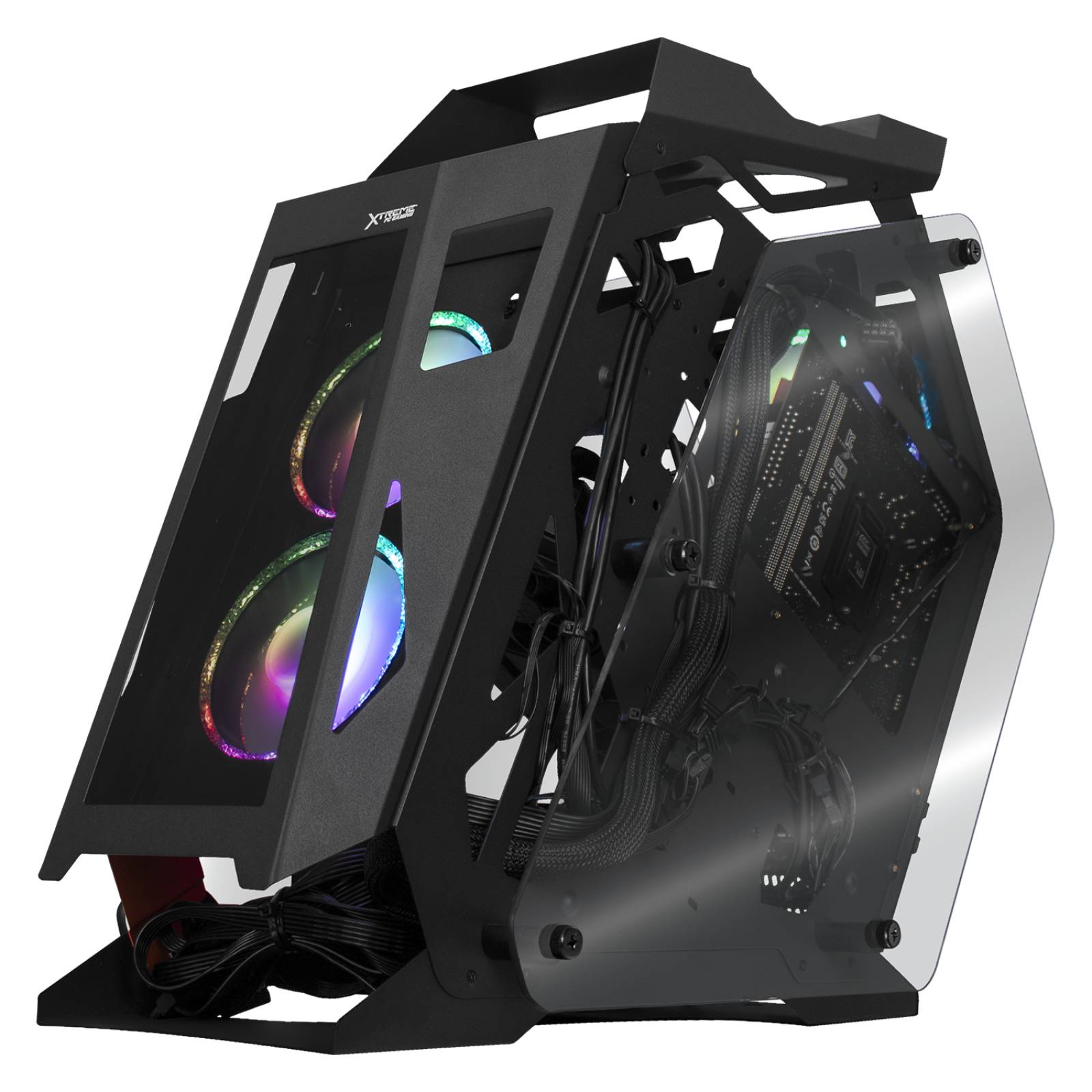 Gabinete Gamer XTREME PC GAMING XZGAIRBO Micro ATX 3 FAN ARGB Cristal Templado Negro/Naranja 