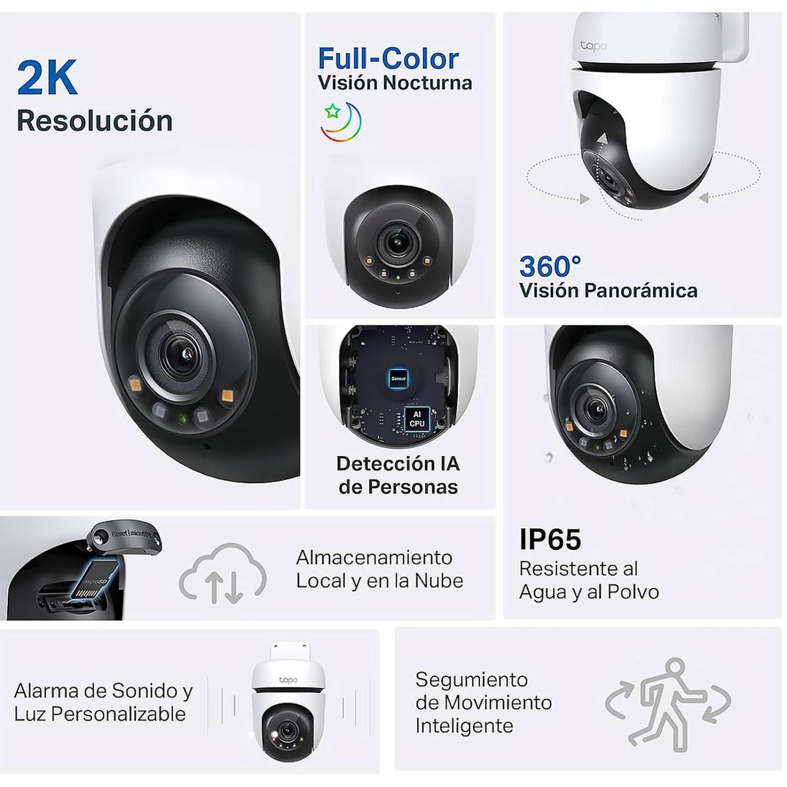 Camara de Seguridad WiFi TP-LINK Tapo C510W 3MP Exterior 2K 2.4GHz Giro 360 Vision Nocturna hasta 30 metros 
