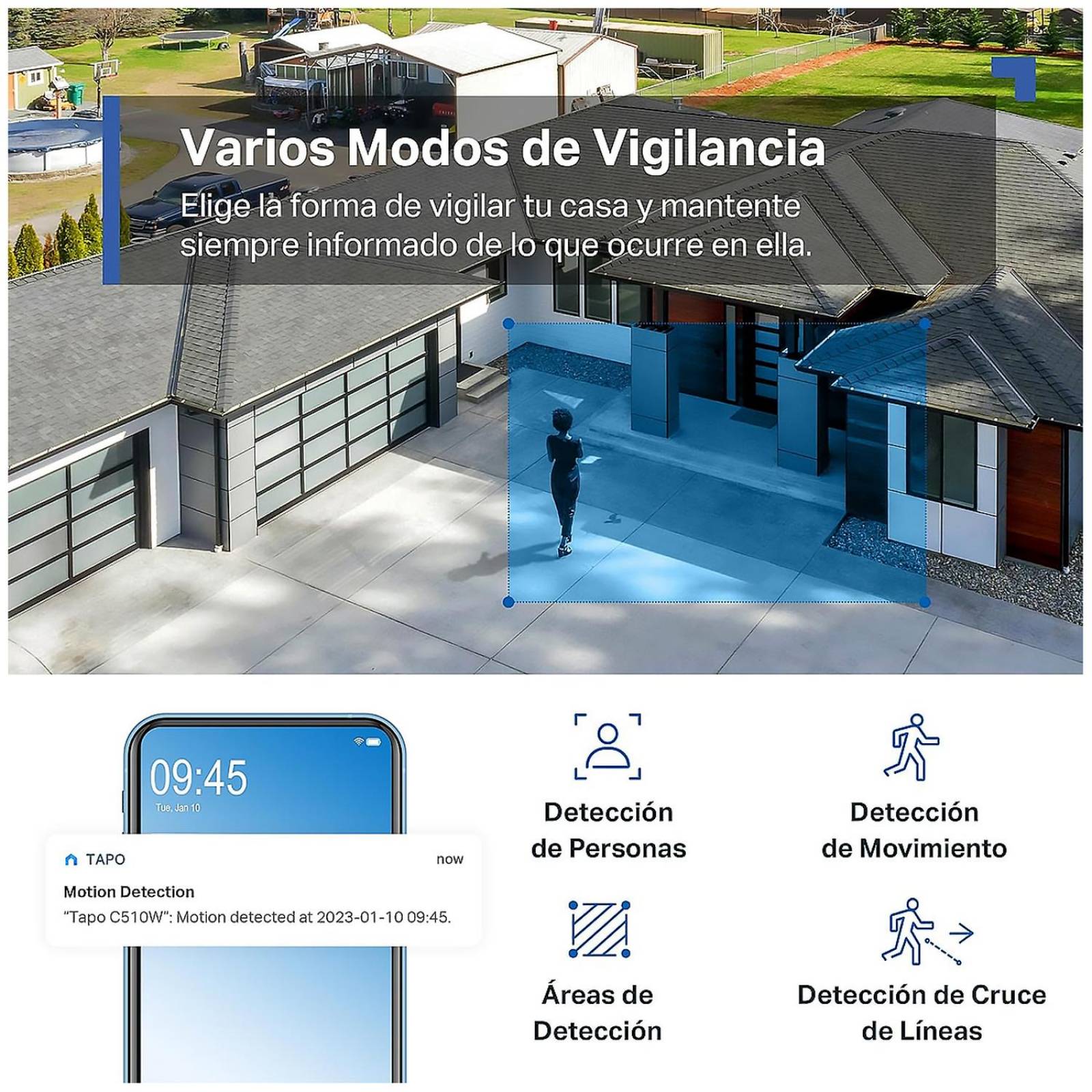Camara de Seguridad WiFi TP-LINK Tapo C510W 3MP Exterior 2K 2.4GHz Giro 360 Vision Nocturna hasta 30 metros 