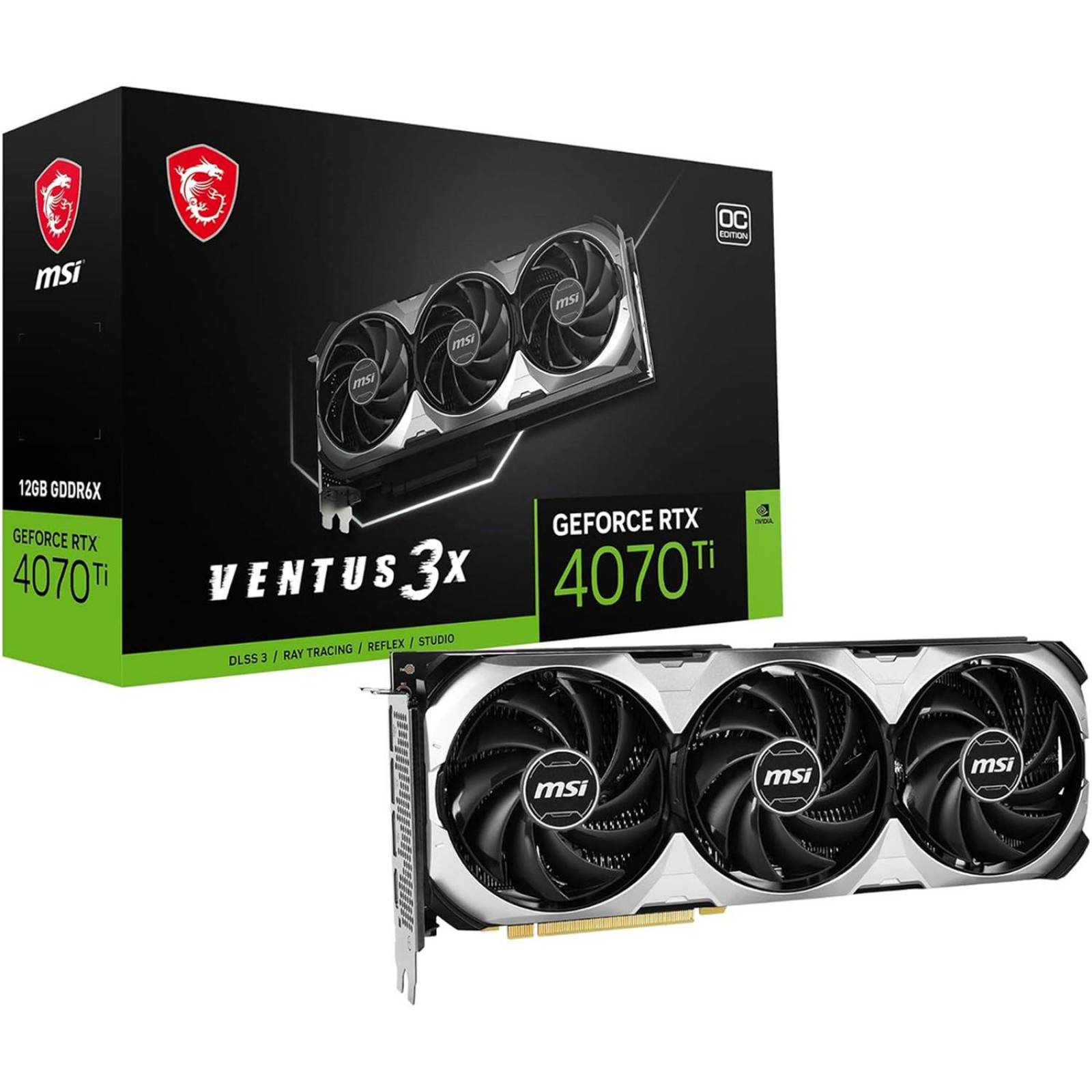 Tarjeta de Video MSI GeForce RTX 4070 Ti VENTUS 3X E OC 12GB GDDR6X 912-V513-295