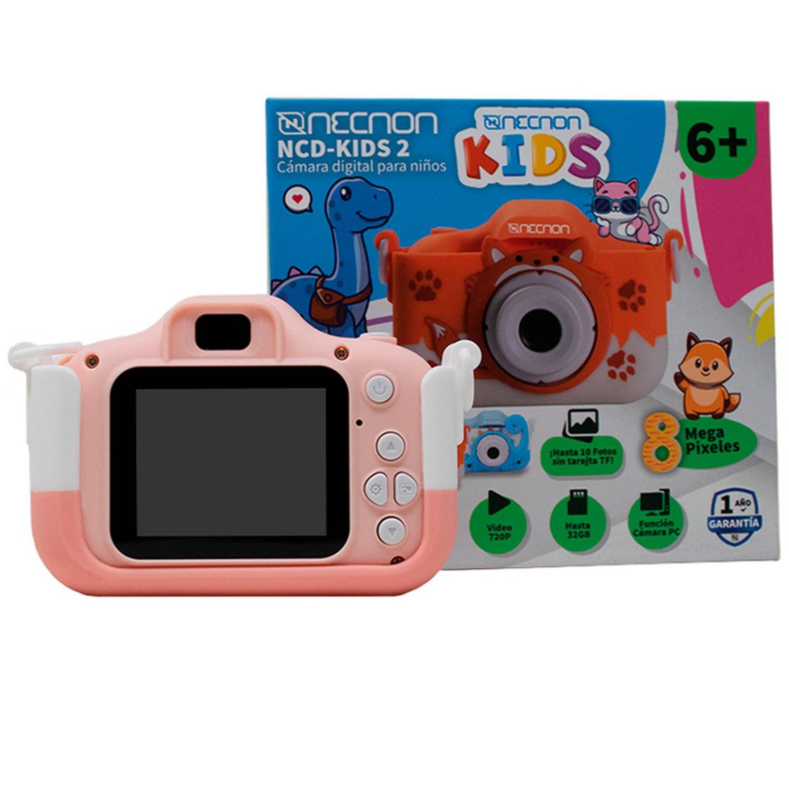 Camara Digital KIDS NECNON NCD-KIDS2 8MP Contra Golpes Gato + Micro SD 32GB NBCKN404GA-V2 