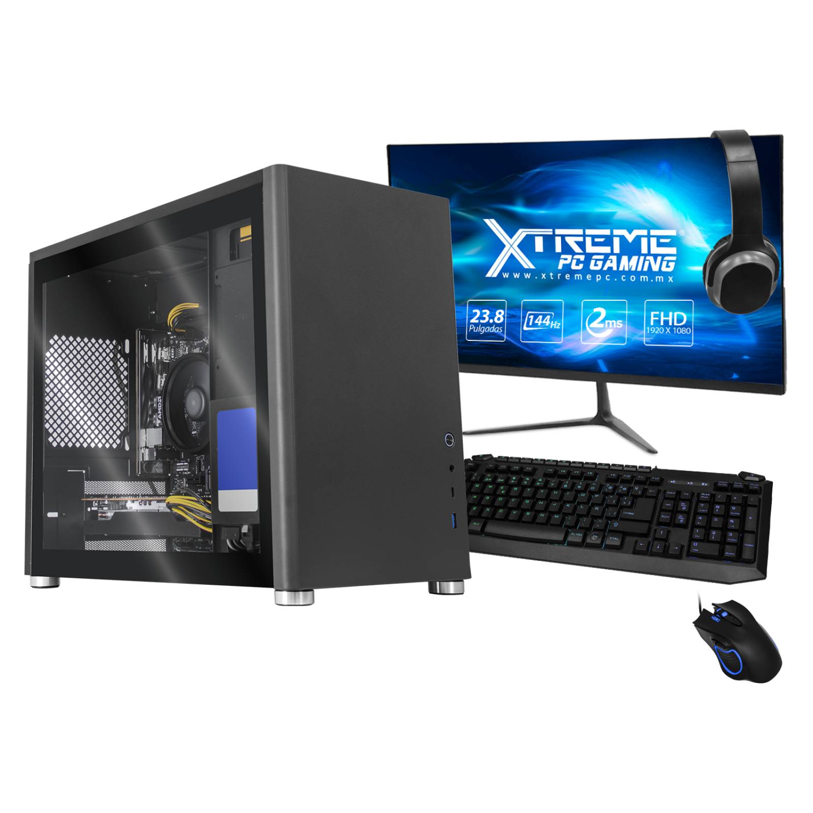 Xtreme PC Gaming AMD Radeon RX 6600 Ryzen 5 5500 16GB SSD 500GB Monitor 23.8 144Hz WIFI Grey 