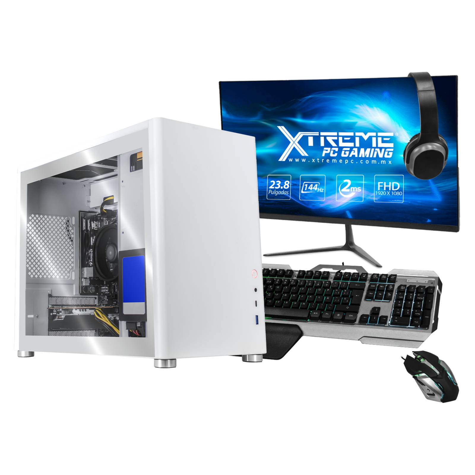 Xtreme PC Gaming AMD Radeon RX 6600 Ryzen 5 5500 16GB SSD 500GB Monitor 23.8 144Hz WIFI White 