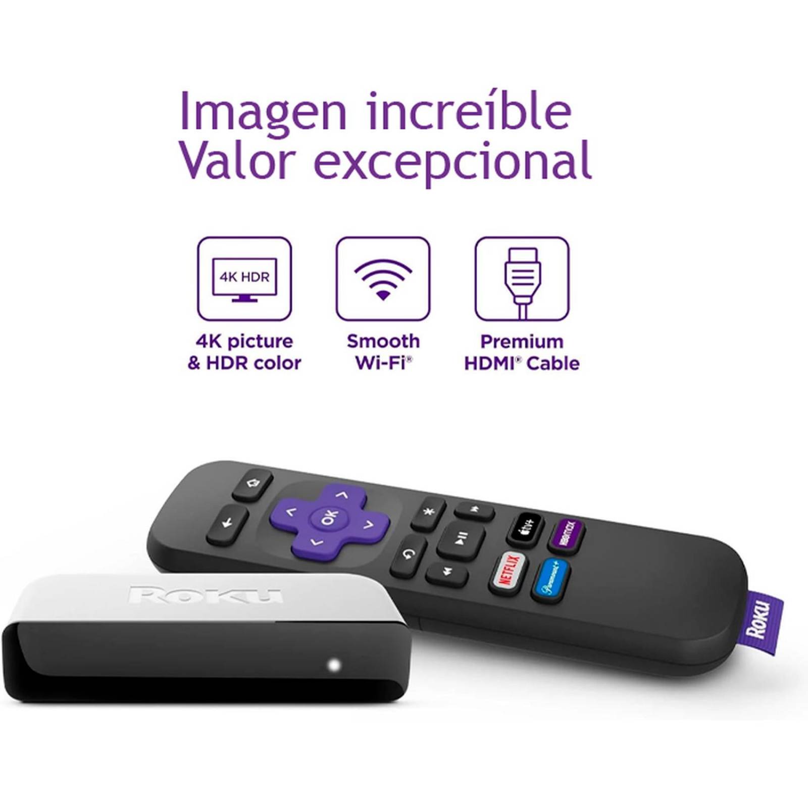 TV BOX ROKU Premiere Reproductor de Streaming 4K HDMI Wi-Fi 3920RW-SW