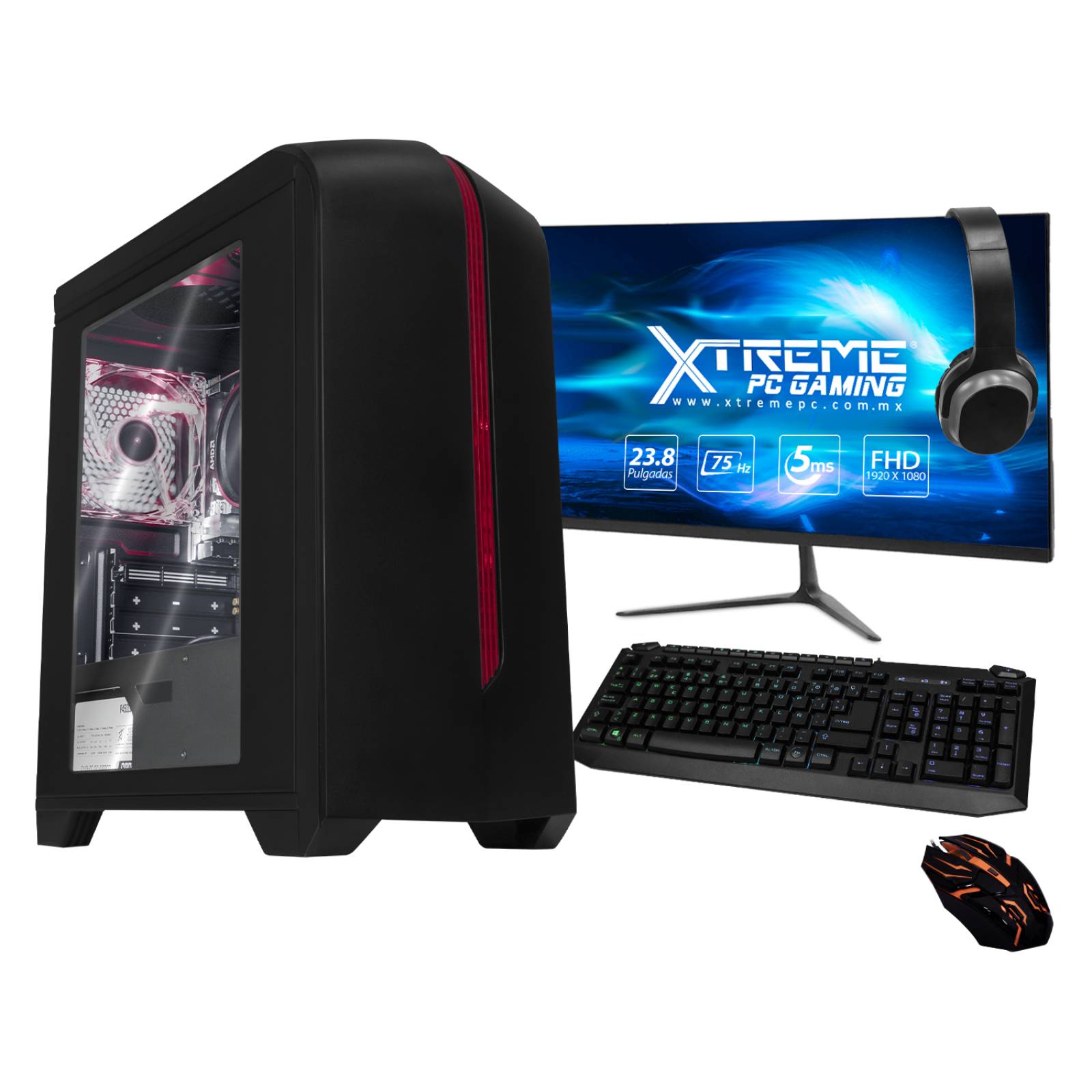 Xtreme PC Gaming AMD Radeon Vega Renoir Ryzen 5 5600G 8GB SSD 250GB Monitor 23.8 WIFI Black 