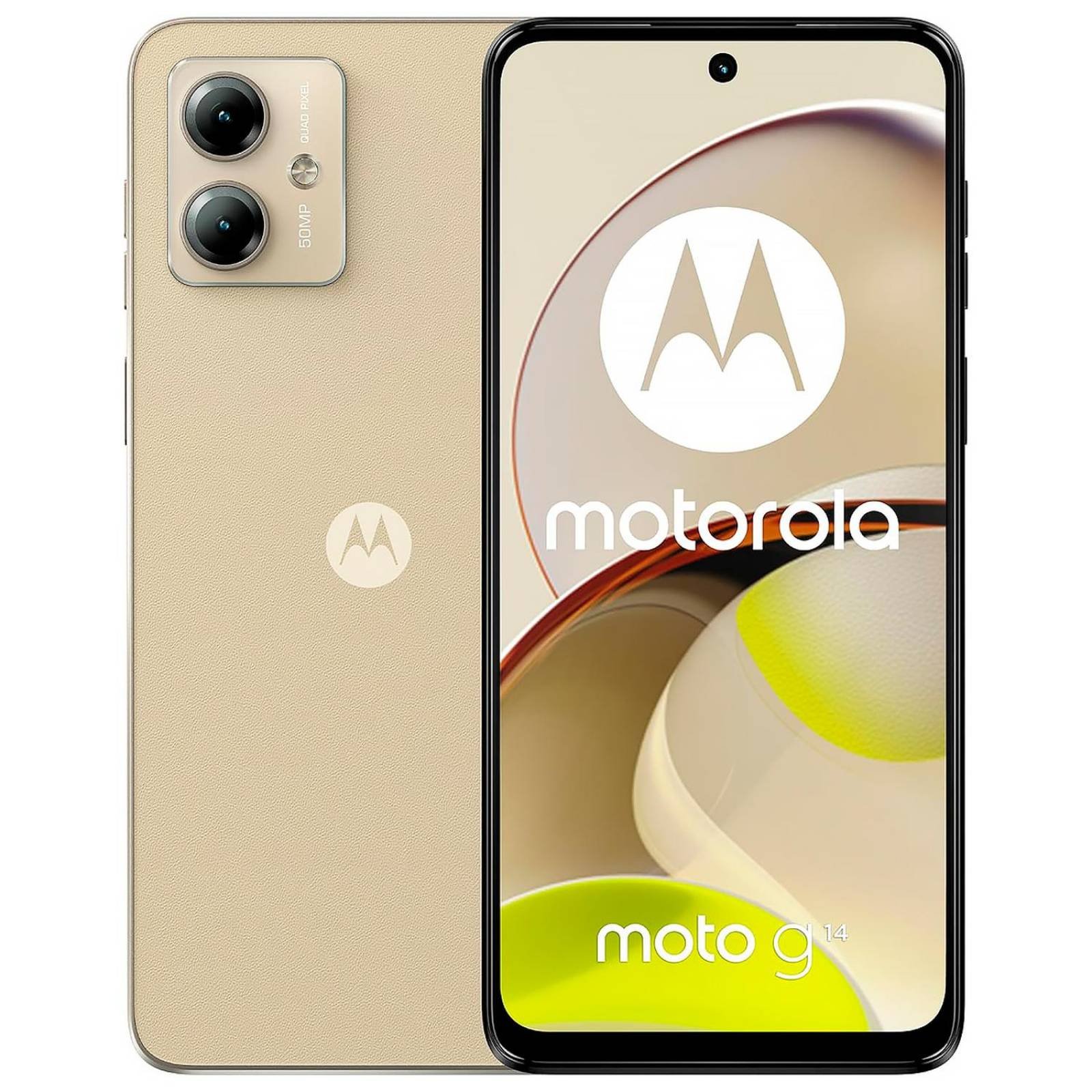 Smartphone Motorola G14 6.5" 128GB/4GB Cámara 50MP+2MP/8MP Android 13 Color Beige - PAYE0051MX