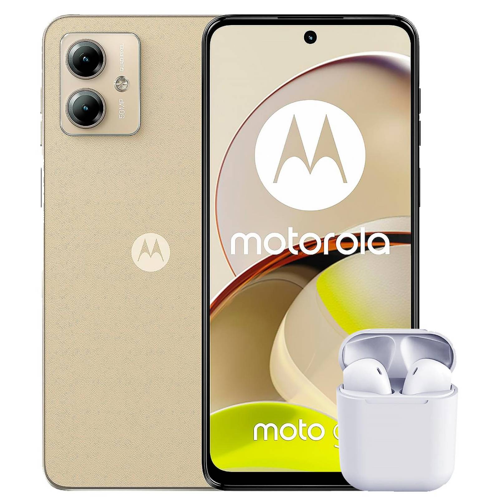 Celular MOTOROLA Moto G14 4G 4GB 128GB 6.5" FHD+ 60 Hz 50 MP Crema + Audifonos Internacional 