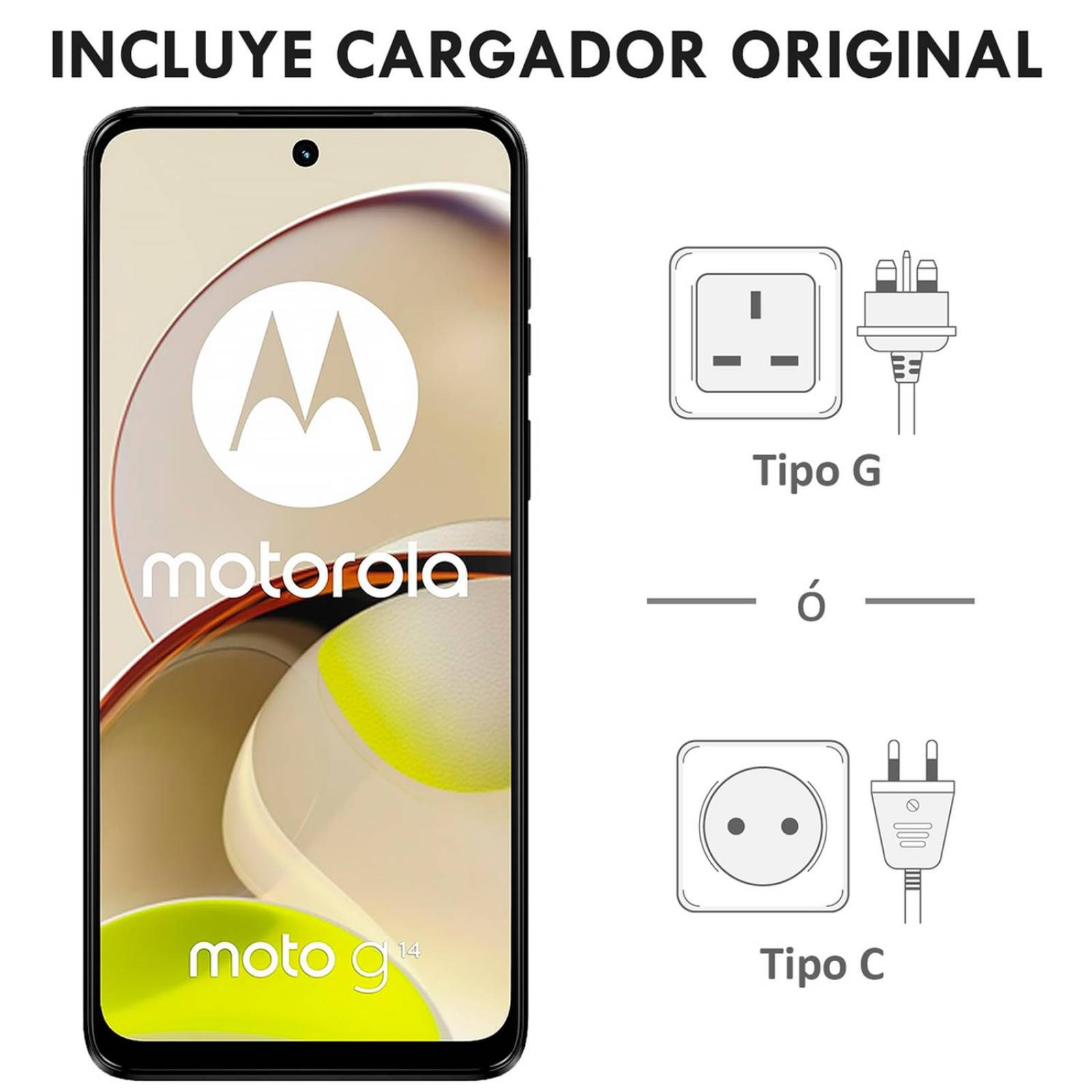 Celular MOTOROLA Moto G14 4G 4GB 128GB 6.5" FHD+ 60 Hz 50 MP Crema + Audifonos Internacional 