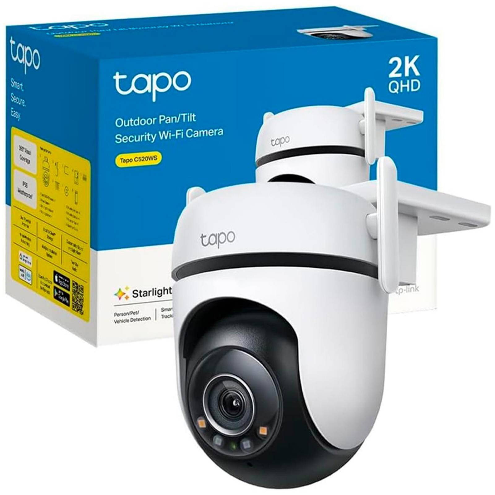 Camara de Seguridad WiFi TP-LINK Tapo C520WS 4MP Exterior 2K QHD 2.4GHz Giro 360 Vision Nocturna 