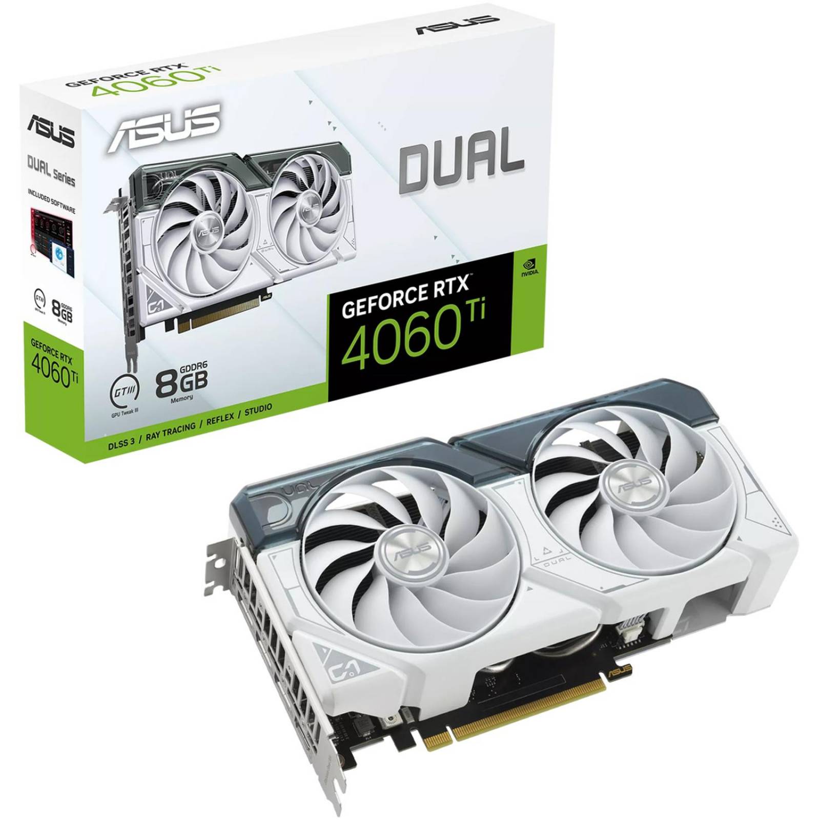 Tarjeta de Video ASUS Dual GeForce RTX 4060 Ti White Edition 8GB GDDR6 DUAL-RTX4060TI-8G-WHITE 
