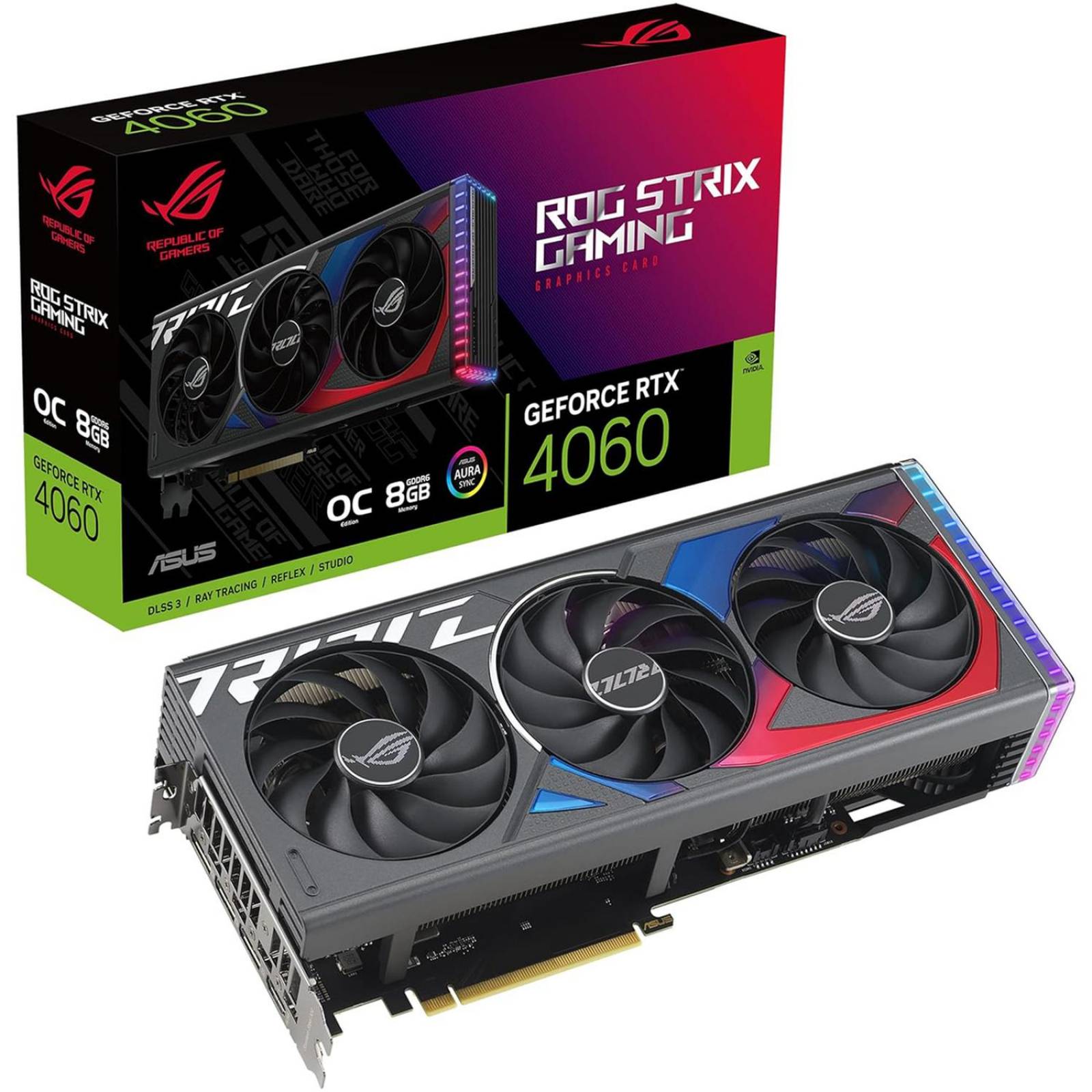 Tarjeta de Video ASUS ROG Strix GeForce RTX 4060 OC Edition 8GB GDDR6 ROG-STRIX-RTX4060-O8G-GAMING 