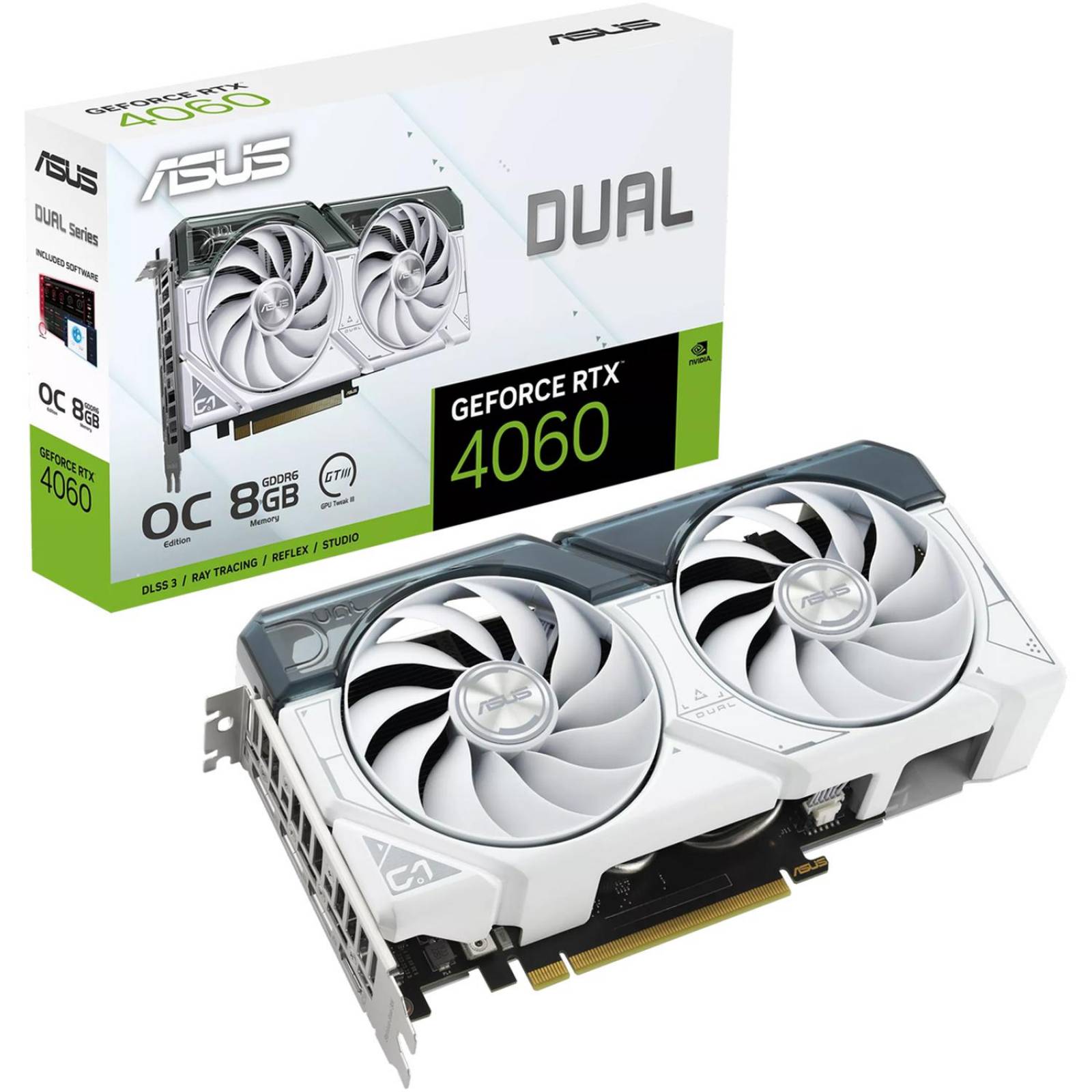 Tarjeta de Video ASUS Dual GeForce RTX 4060 White OC Edition 8GB GDDR6 DUAL-RTX4060-O8G-WHITE 