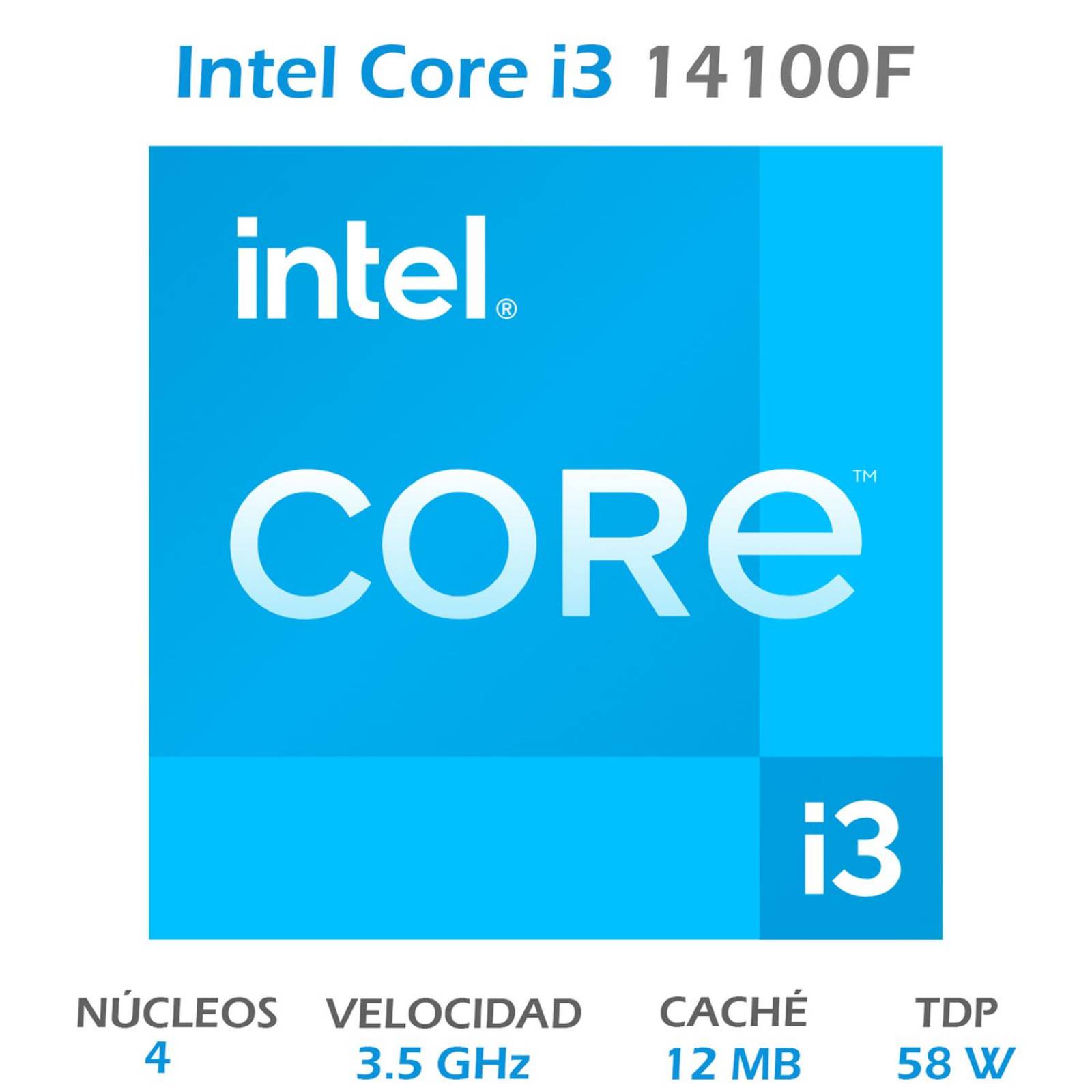 Procesador INTEL Core i3 14100F 3.5GHz 4 Core LGA1700 BX8071514100F 