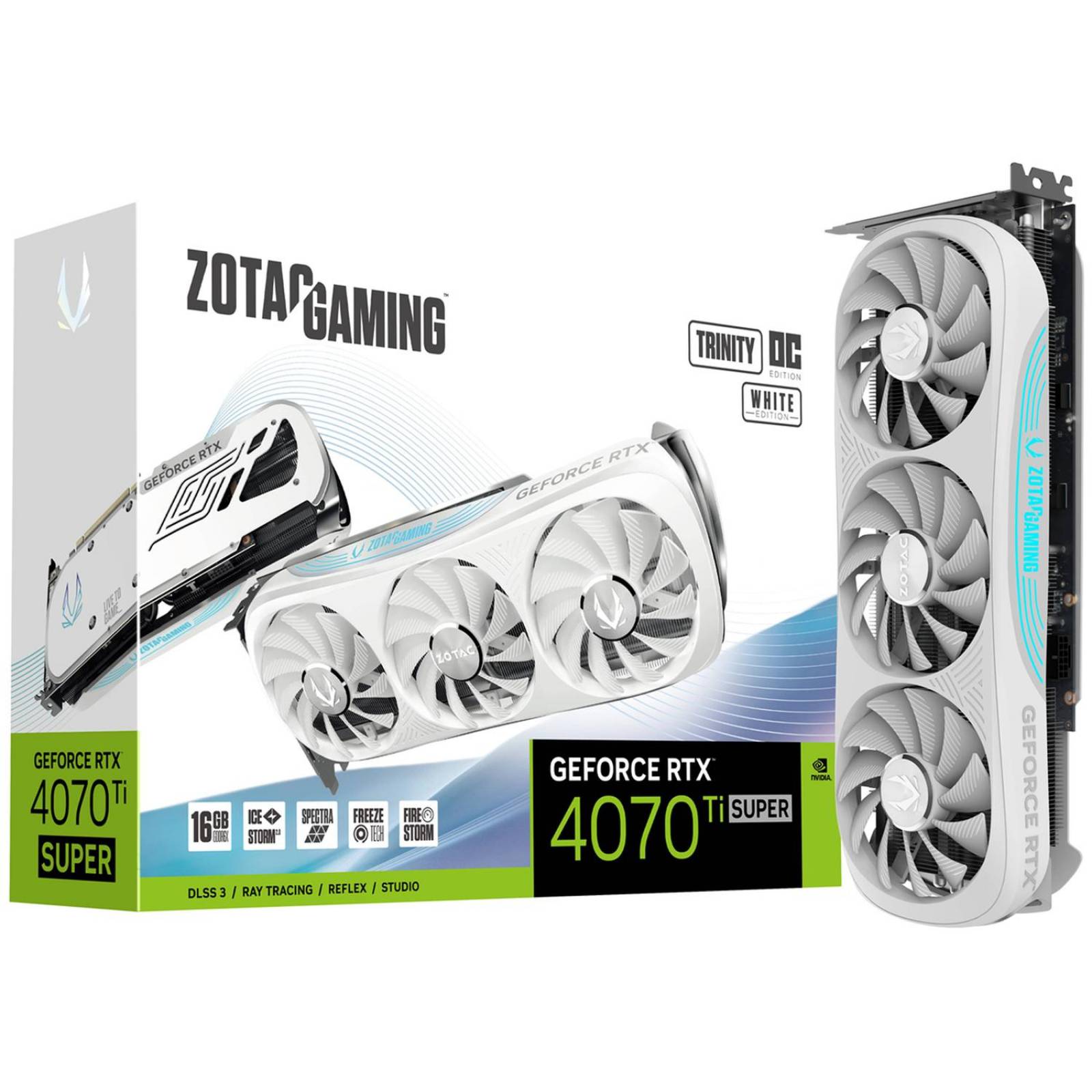 Tarjeta de Video ZOTAC GAMING GeForce RTX 4070 Ti SUPER Trinity OC White Edition 16GB GDDR6X 