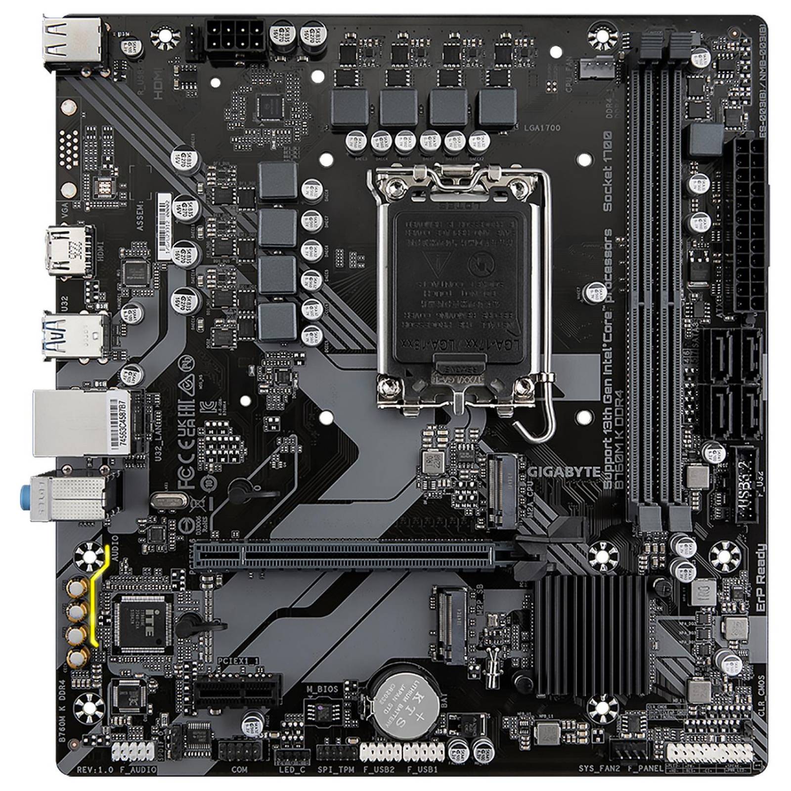 Tarjeta Madre GIGABYTE B760M K DDR4 LGA 1700 2x DDR4 1x M.2 PCIe 4.0 Micro ATX