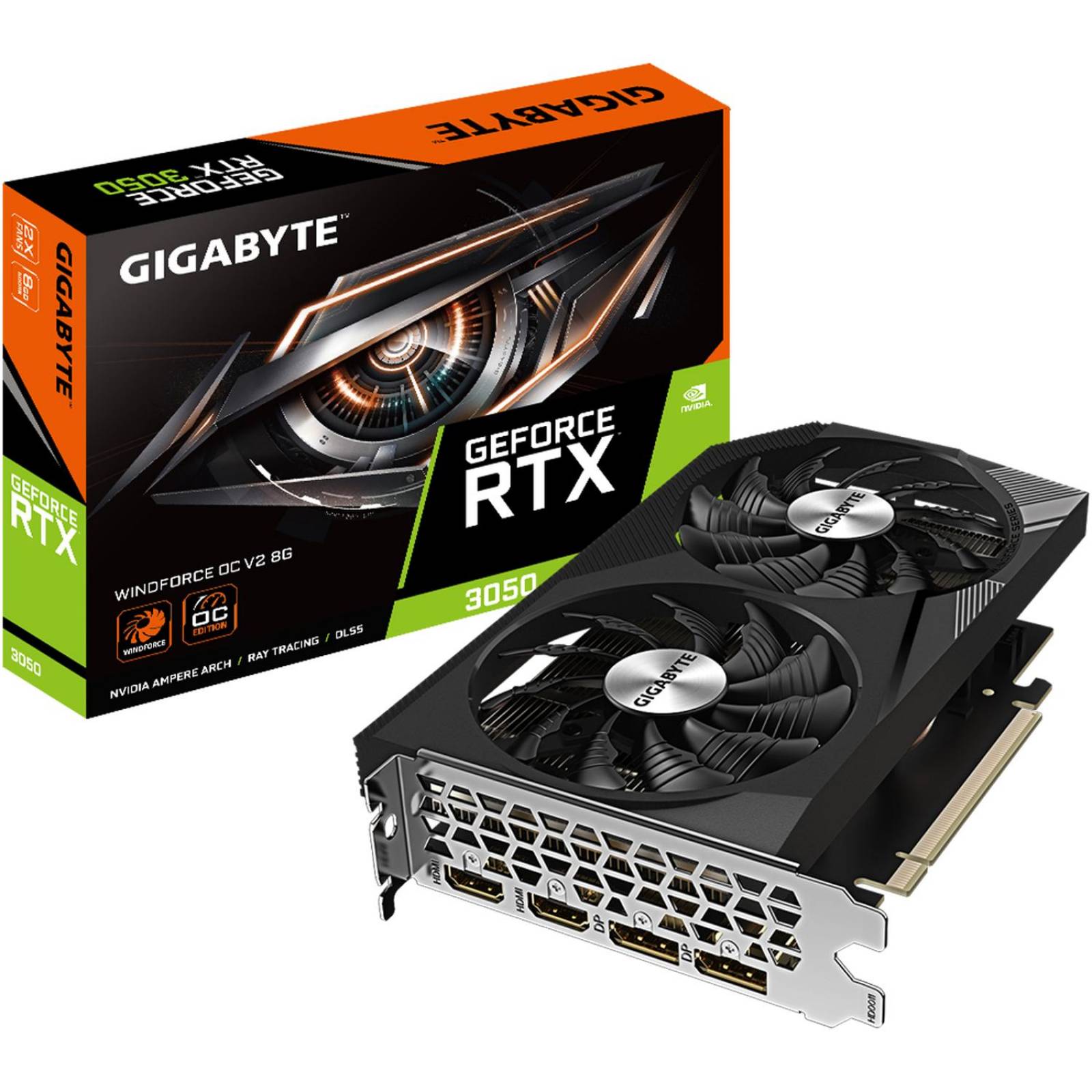 Tarjeta de Video GIGABYTE GeForce RTX 3050 WINDFORCE OC V2 8GB GDDR6 GV-N3050WF2OCV2-8GD