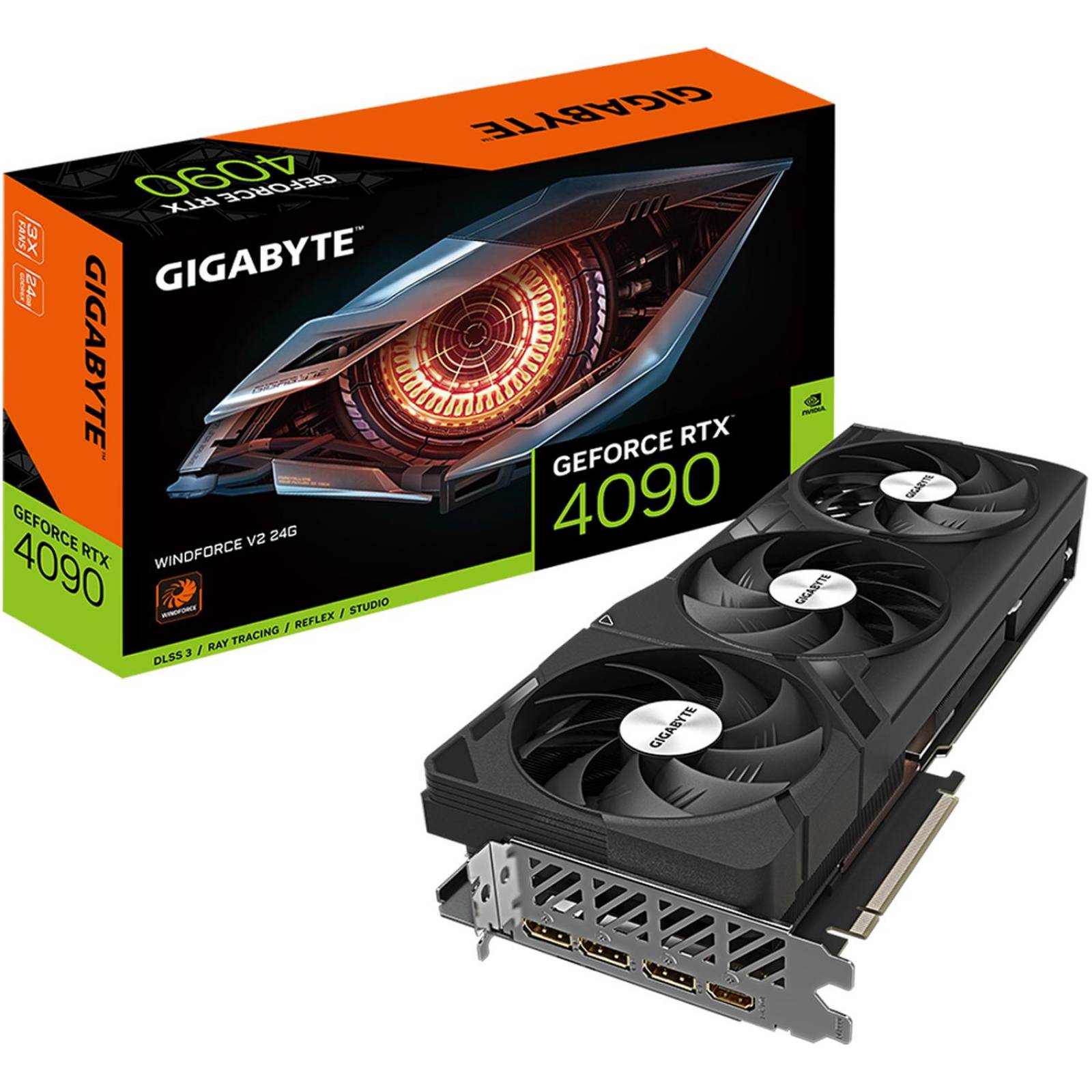 Tarjeta de Video GIGABYTE GeForce RTX 4090 WINDFORCE V2 24GB GDDR6X GV-N4090WF3V2-24GD 