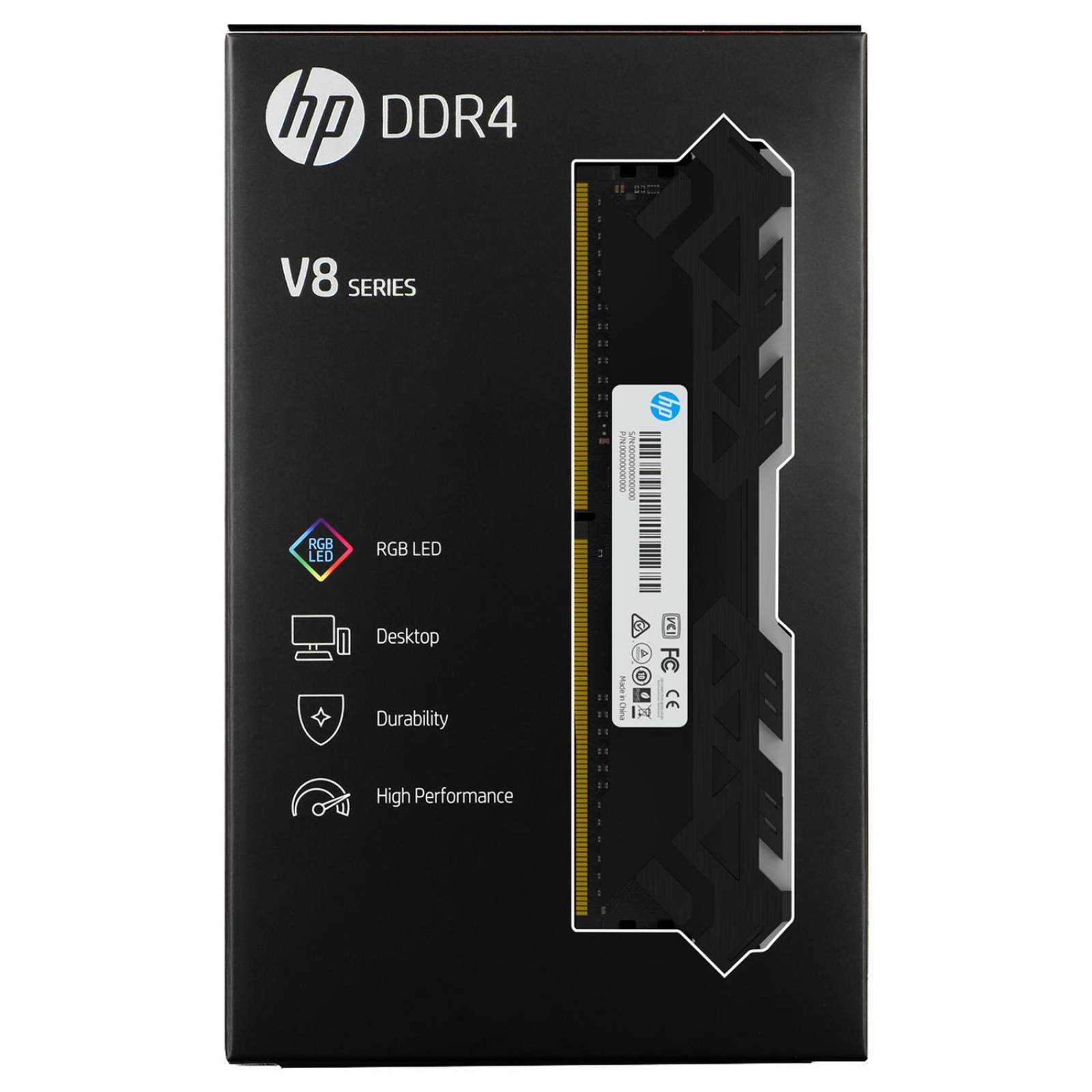 Memoria RAM DDR4 16GB 3600MHz HP V8 RGB 1x16GB Negro 7EH93AA 
