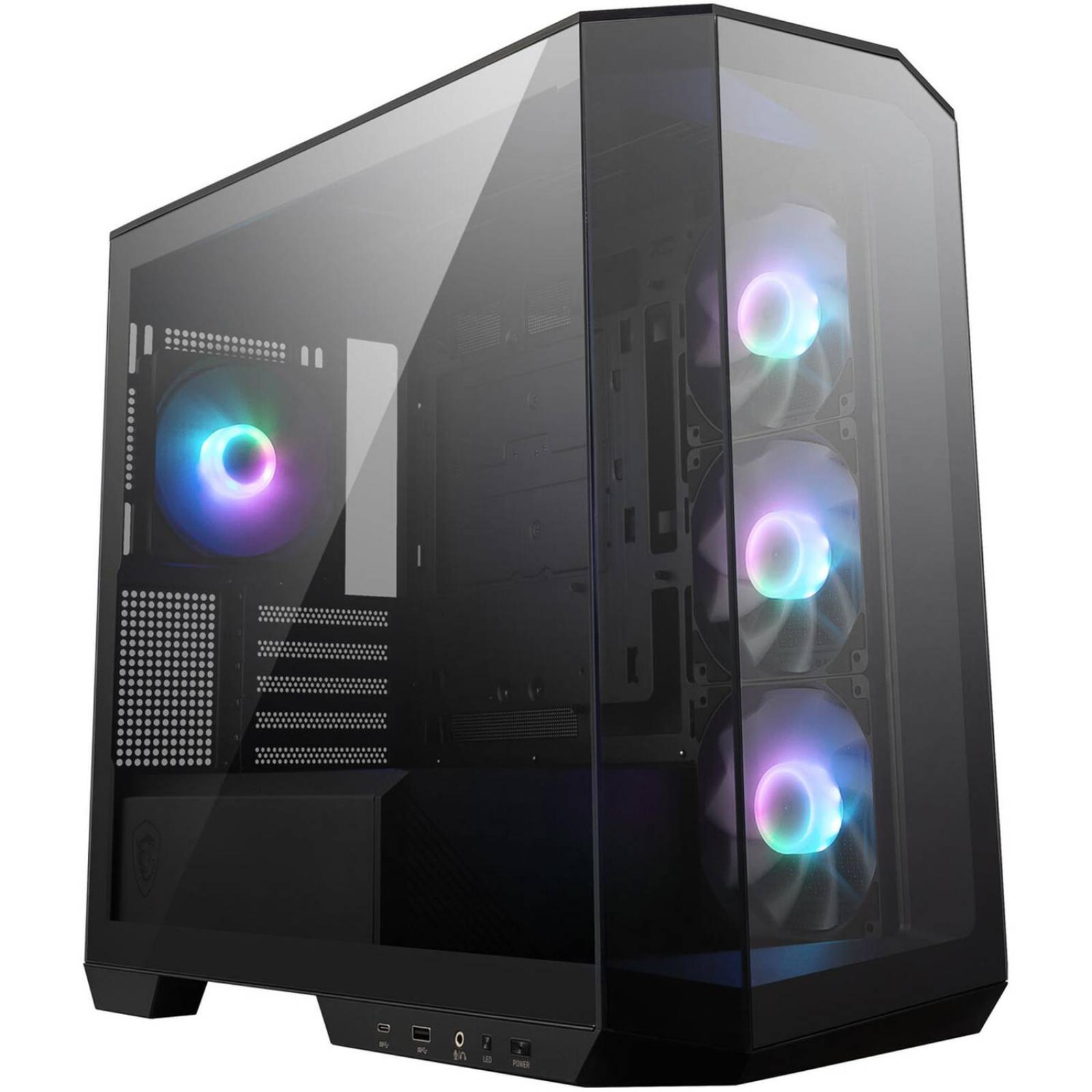 Gabinete Gamer MSI MAG PANO M100R PZ Micro ATX Micro Torre 4 Fan Cristal Templado USB-C ARGB Negro 