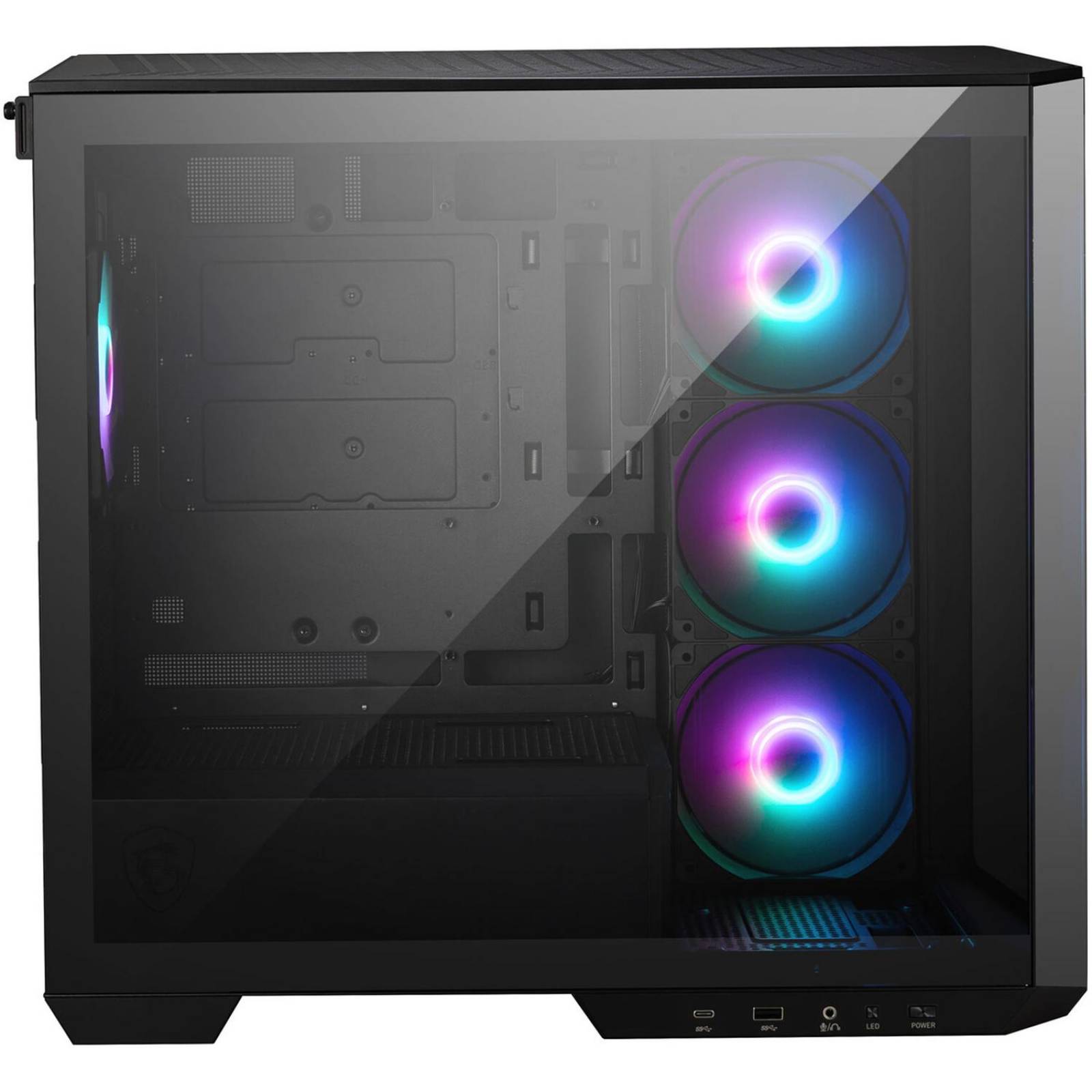Gabinete Gamer MSI MAG PANO M100R PZ Micro ATX Micro Torre 4 Fan Cristal Templado USB-C ARGB Negro 