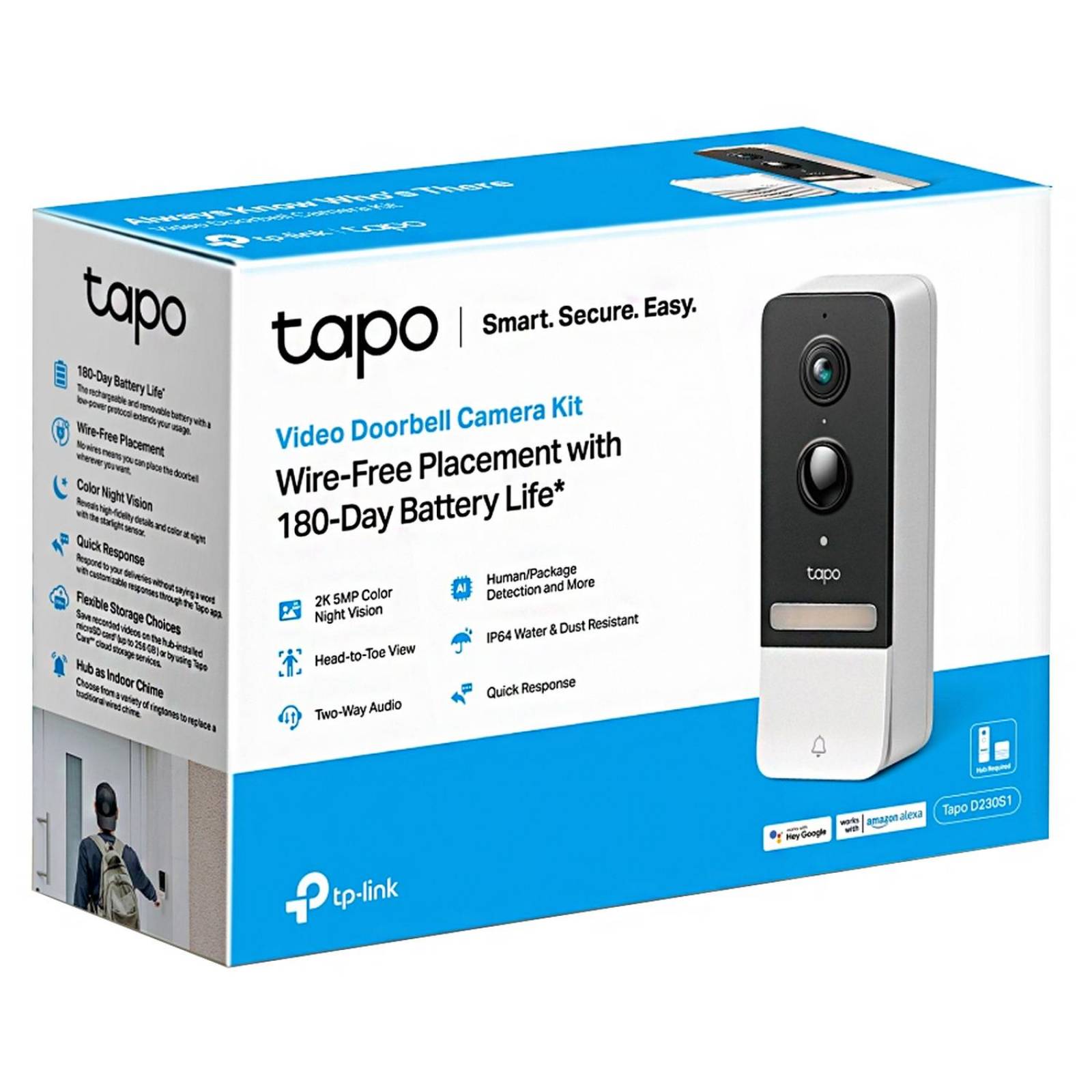 Timbre Inalambrico Inteligente TP-LINK D230S1 Video 2K 5MP Visión nocturna 