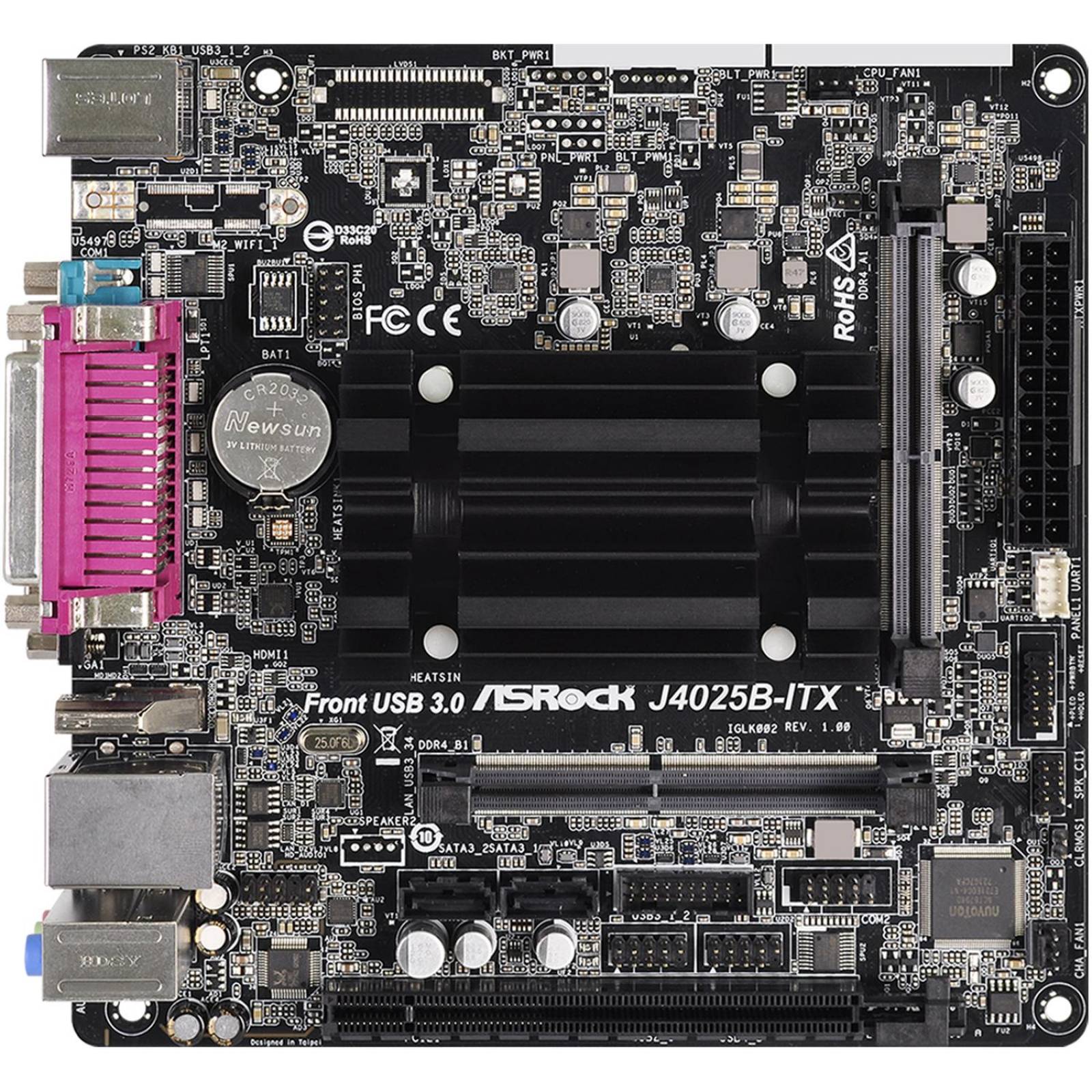 Tarjeta Madre ASROCK J4025B-ITX Celeron J4025 2x DDR4 PCIe 2.0 Mini ITX 