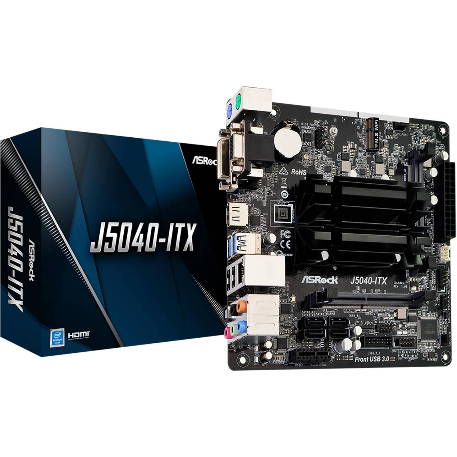 Tarjeta Madre ASROCK J5040-ITX Pentium J5040 2x DDR4 PCIe 2.0 Mini ITX